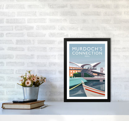 Murdoch's Connection portrait Travel Art Print by Richard O'Neill A3 White Frame