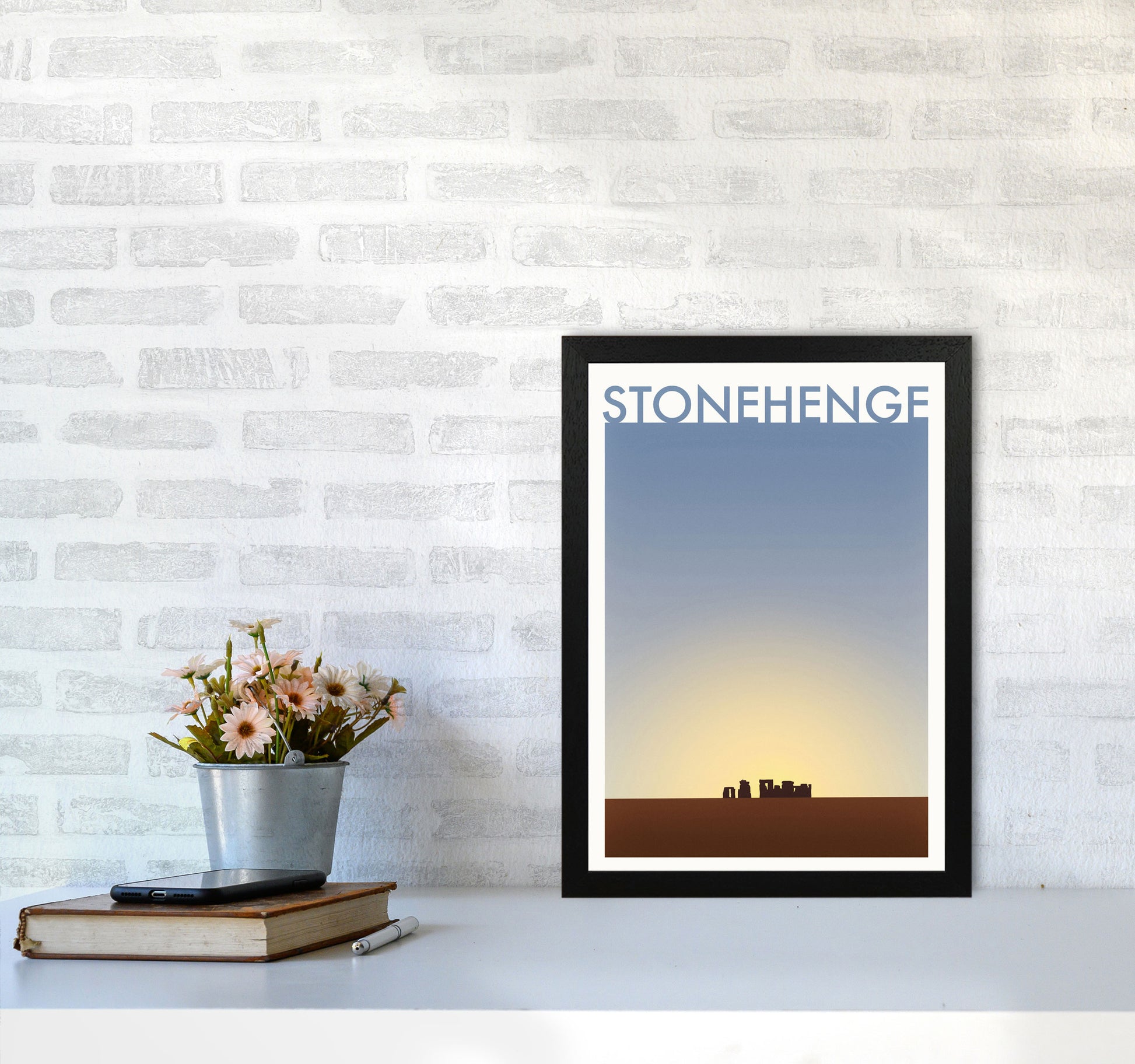 Stonehenge 2 (Day) Travel Art Print by Richard O'Neill A3 White Frame