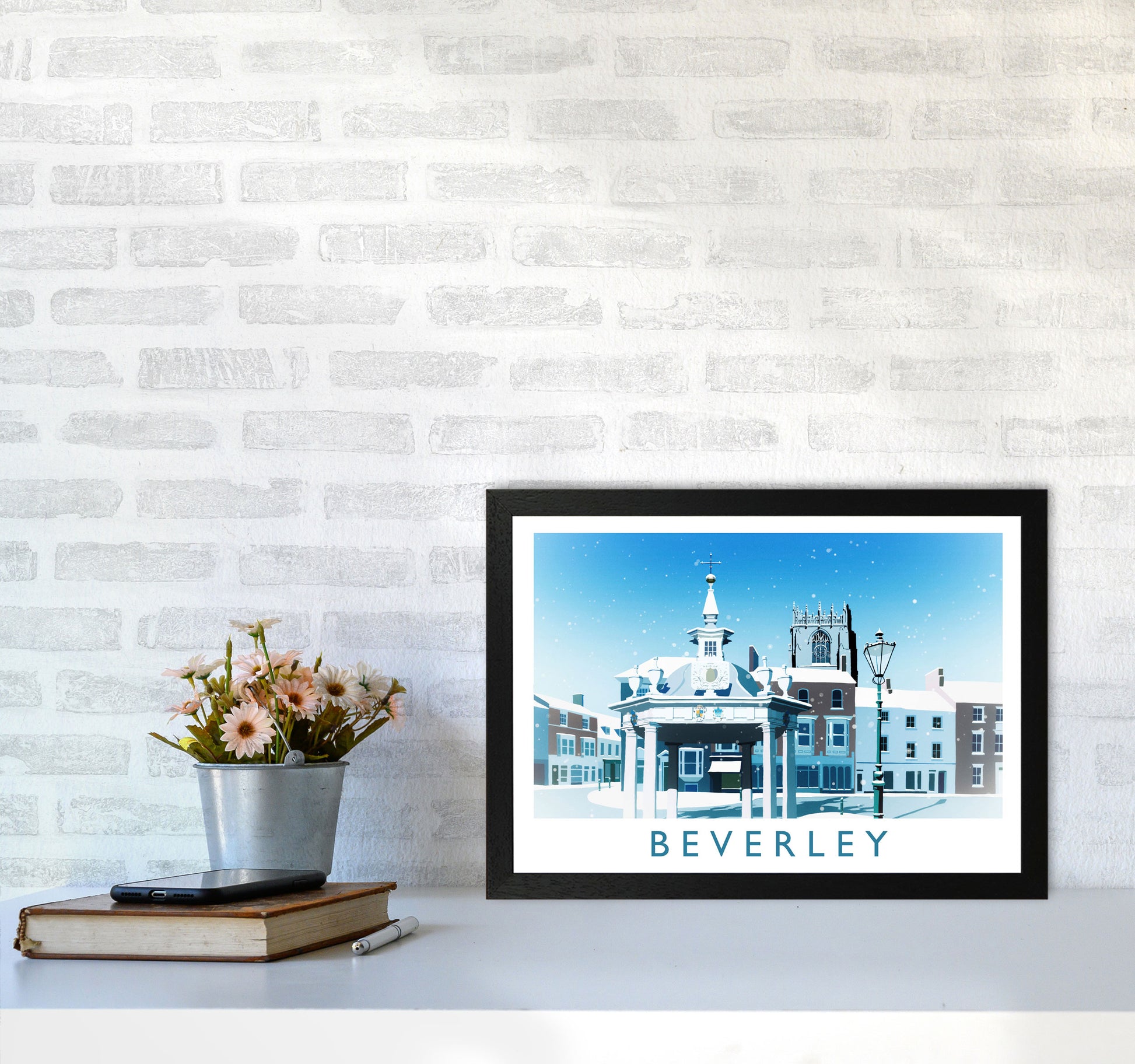 Beverley (Snow) 2 Travel Art Print by Richard O'Neill A3 White Frame