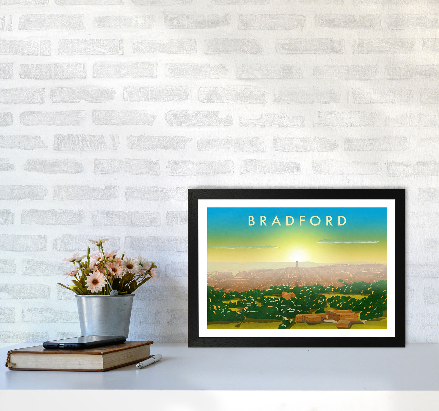 Bradford 2 Travel Art Print by Richard O'Neill A3 White Frame