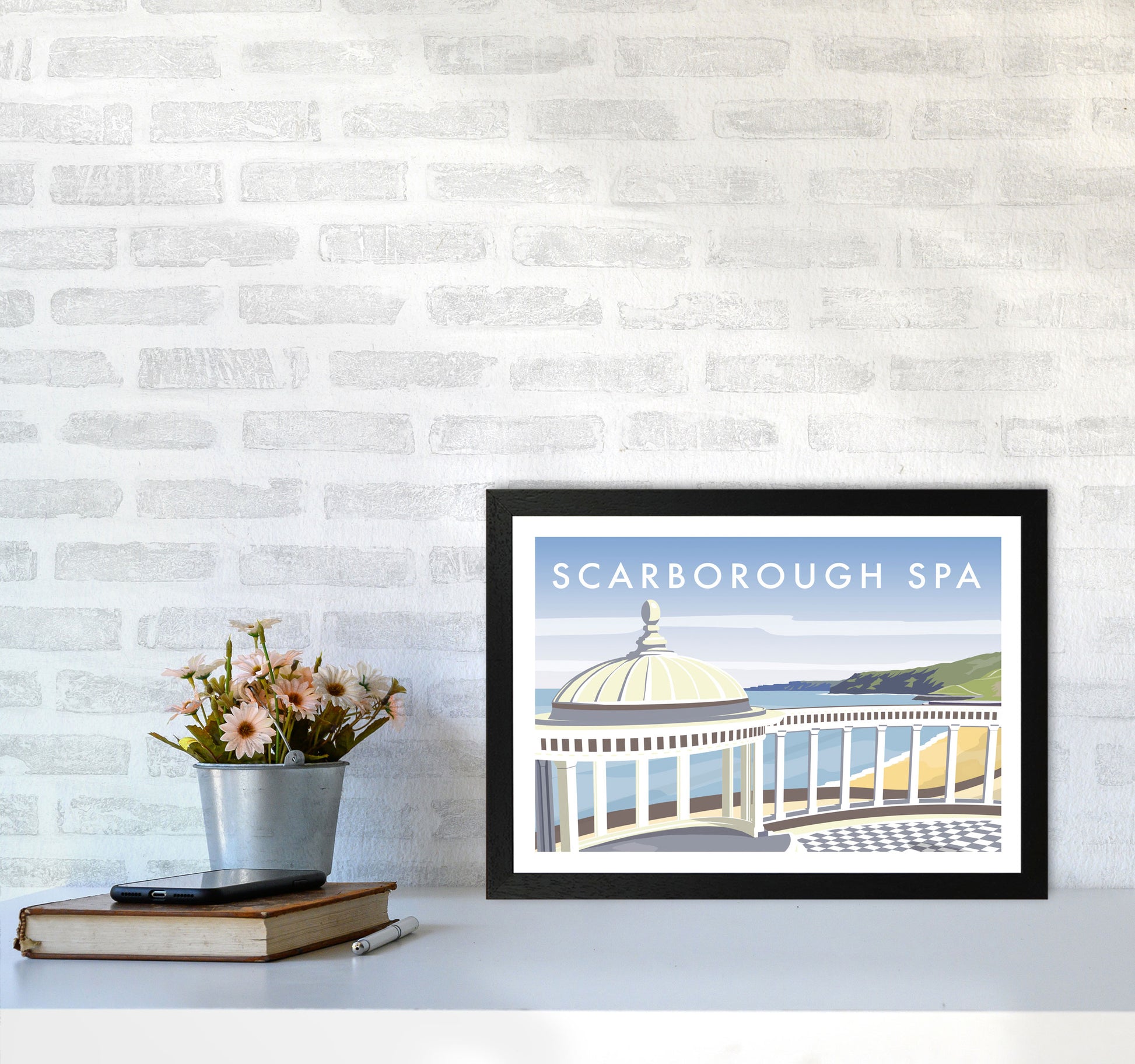 Scarborough Spa Travel Art Print by Richard O'Neill A3 White Frame