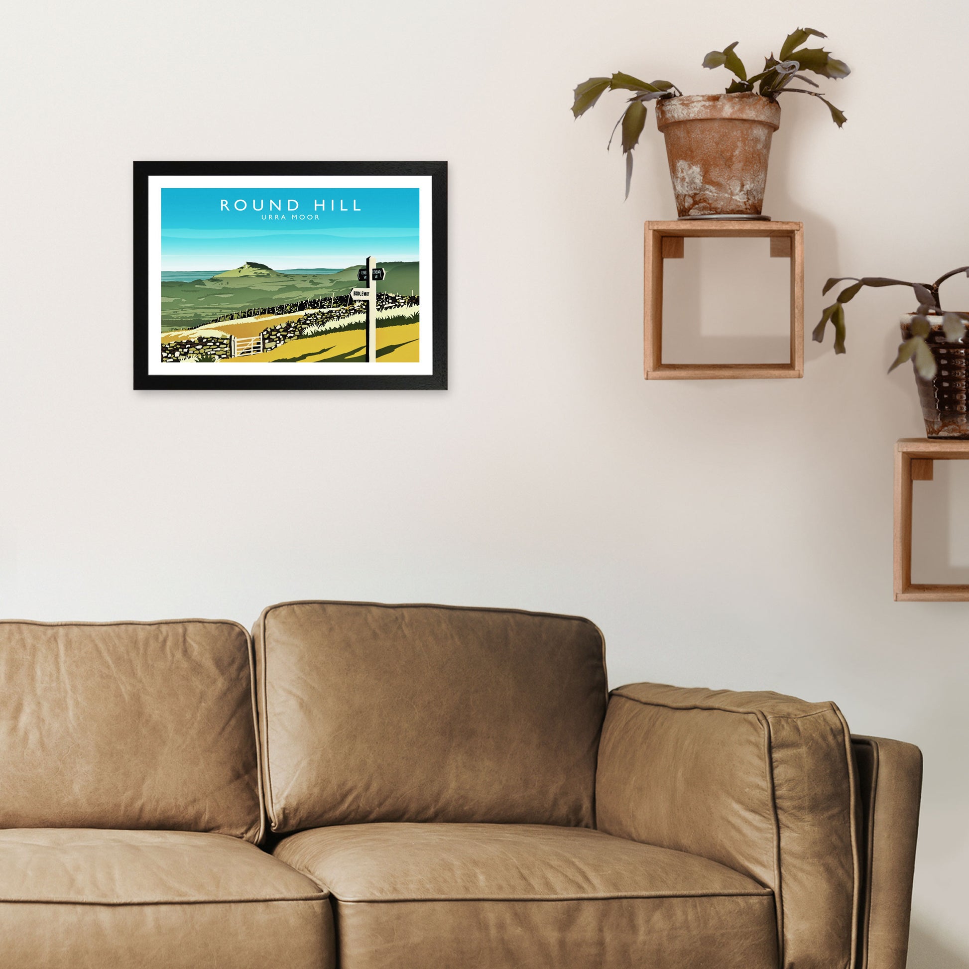 Round Hill Travel Art Print by Richard O'Neill A3 White Frame