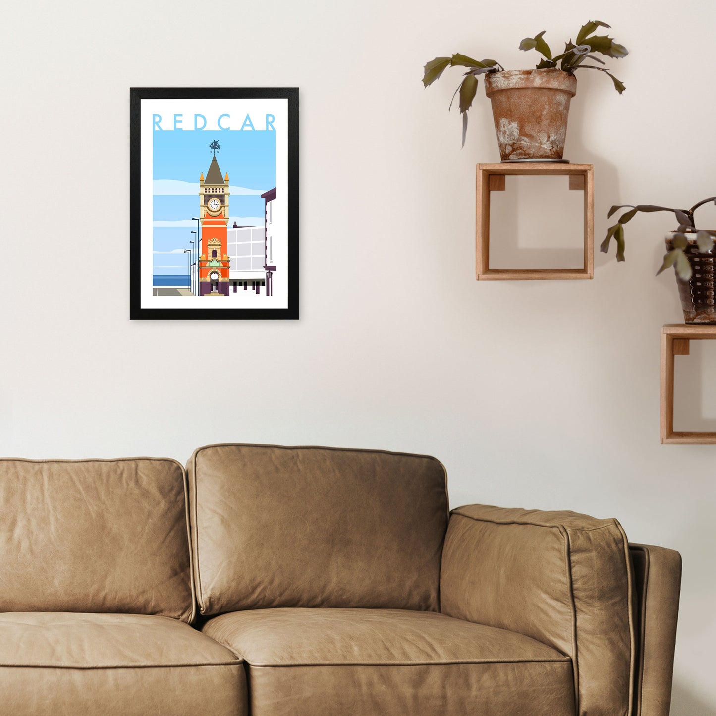 Redcar 3 Travel Art Print by Richard O'Neill A3 White Frame