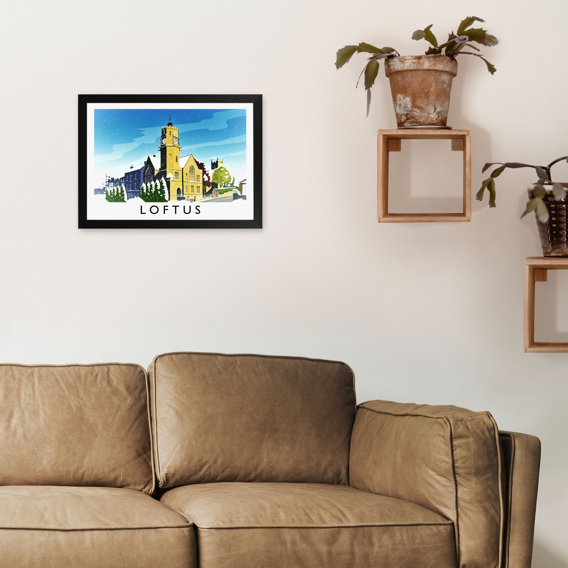 Loftus (Snow) Travel Art Print by Richard O'Neill A3 White Frame