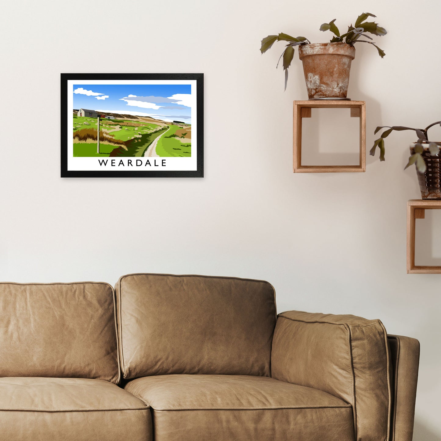 Weardale Travel Art Print by Richard O'Neill A3 White Frame