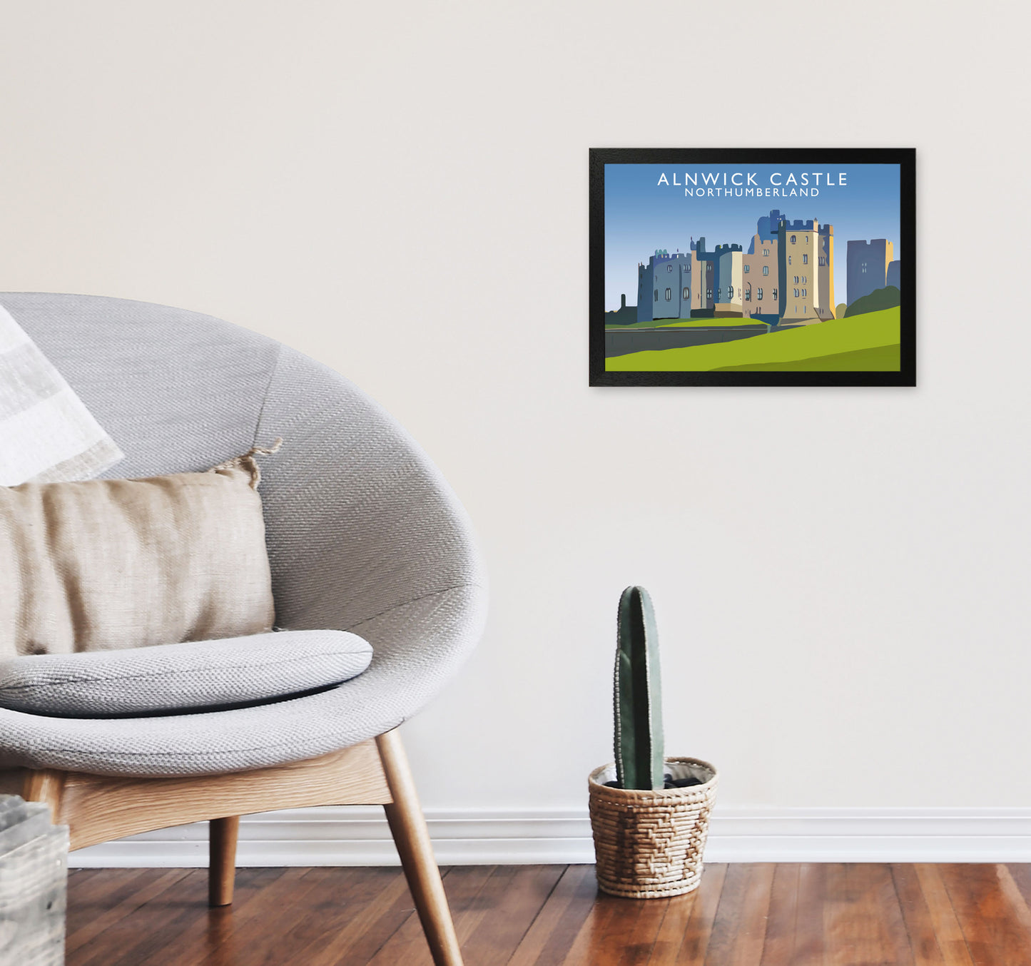 Alnwick Castle Northumberland Art Print by Richard O'Neill A3 White Frame