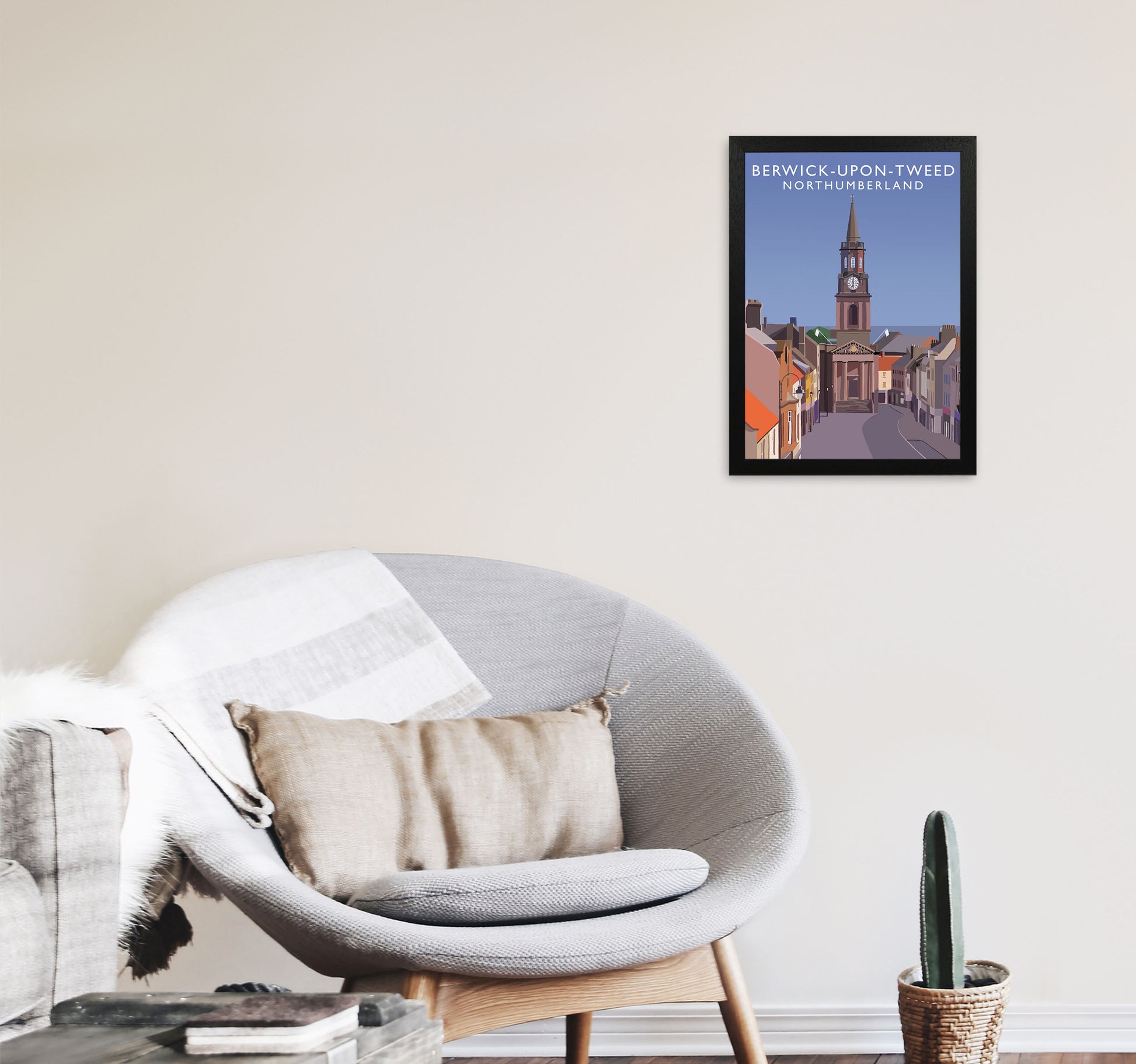 Berwick-Upon-Tweed Northumberland Art Print by Richard O'Neill A3 White Frame