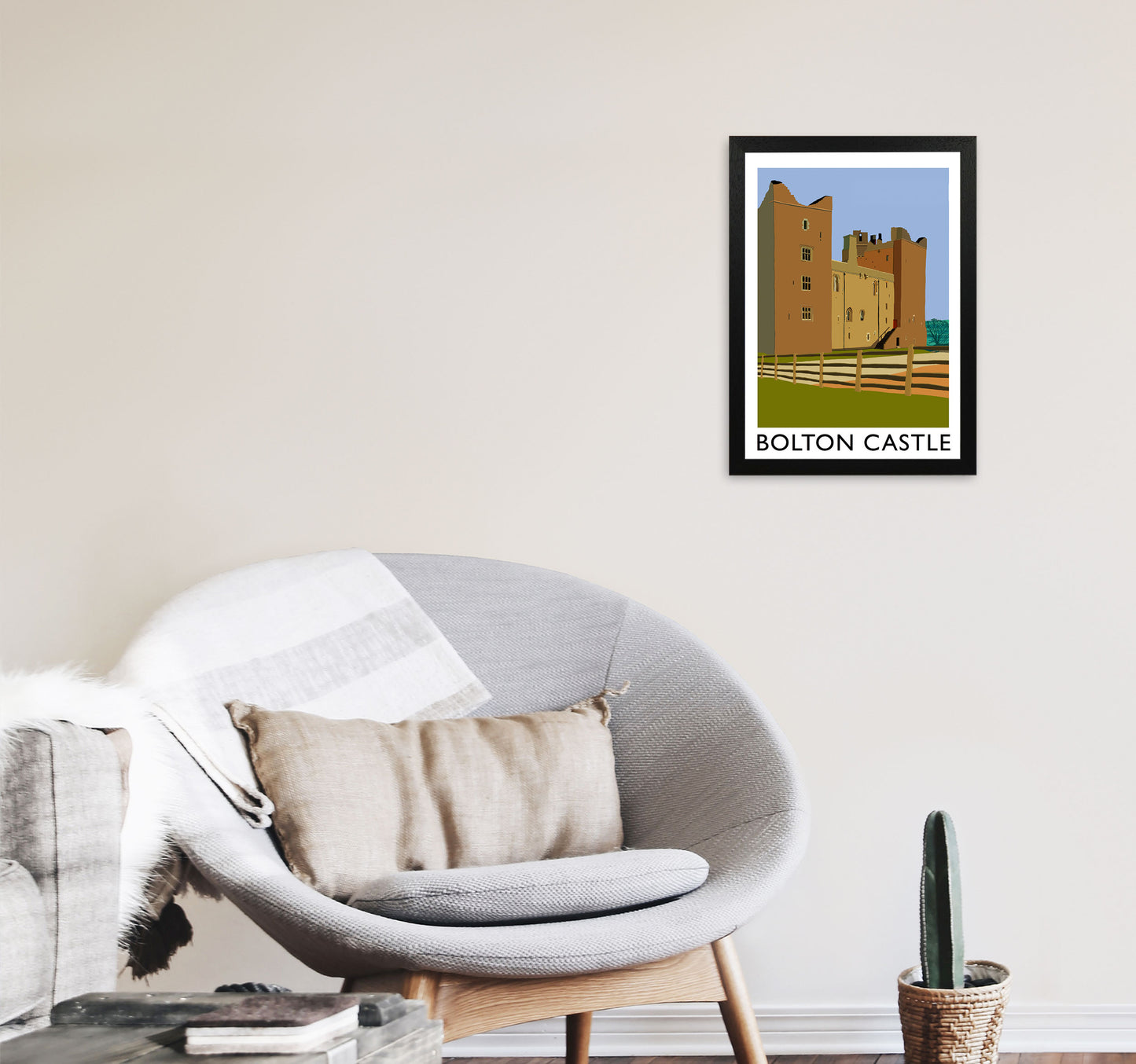 Bolton Castle Framed Digital Art Print by Richard O'Neill A3 White Frame