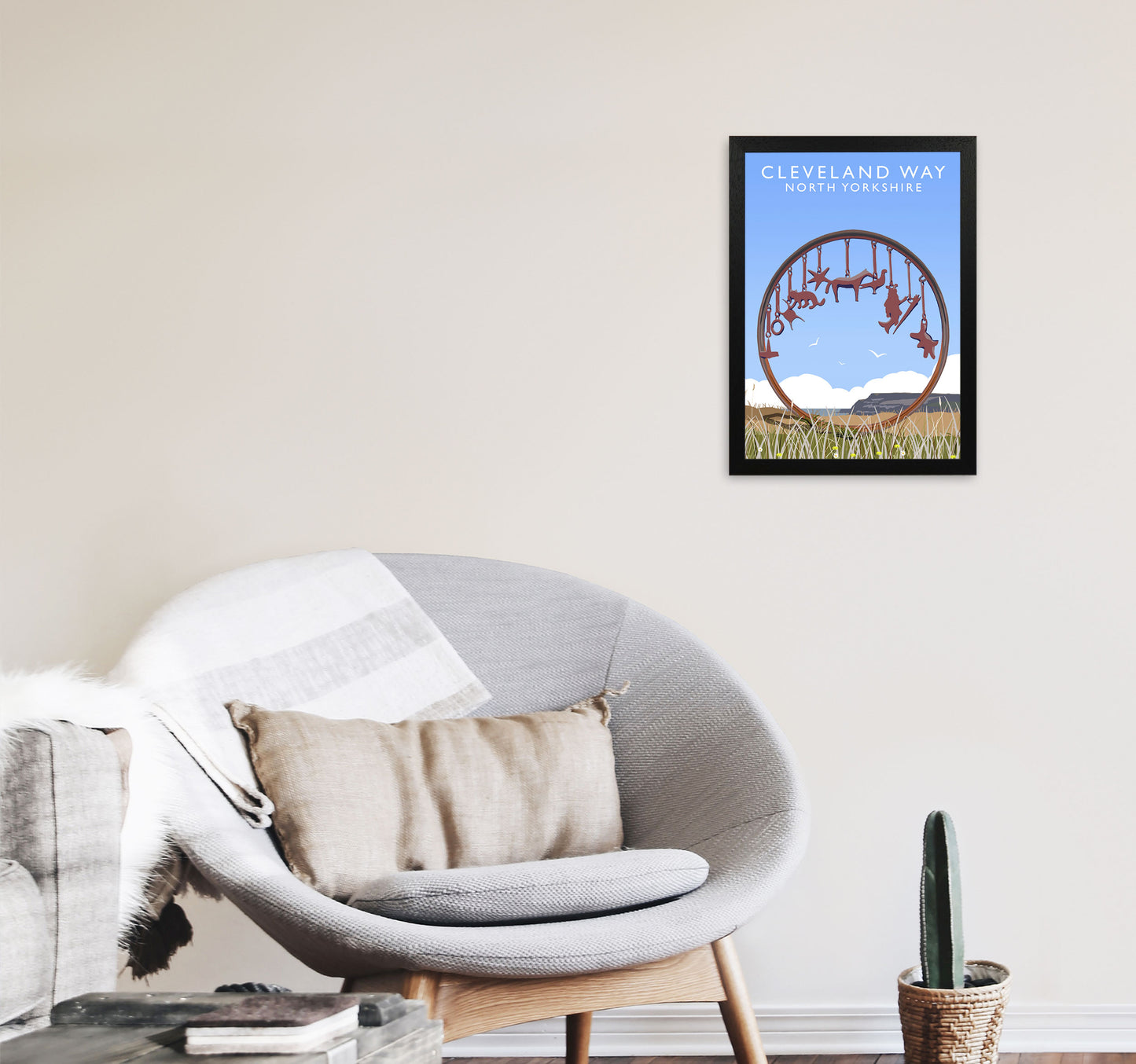 Cleveland Way North Yorkshire Framed Digital Art Print by Richard O'Neill A3 White Frame