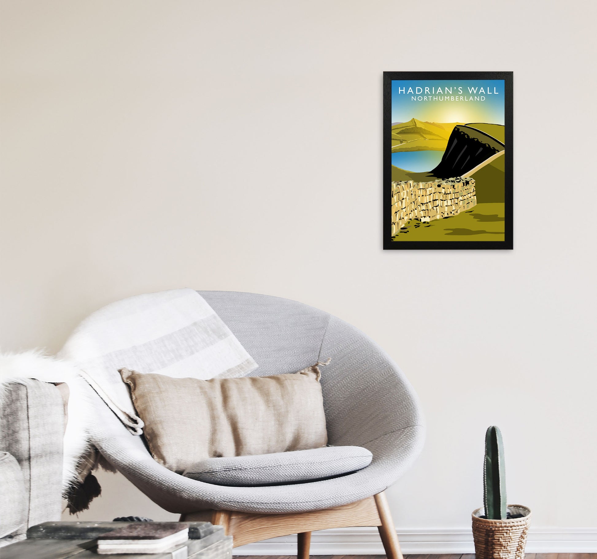 Hadrian's Wall Northumberland Framed Art Print by Richard O'Neill A3 White Frame