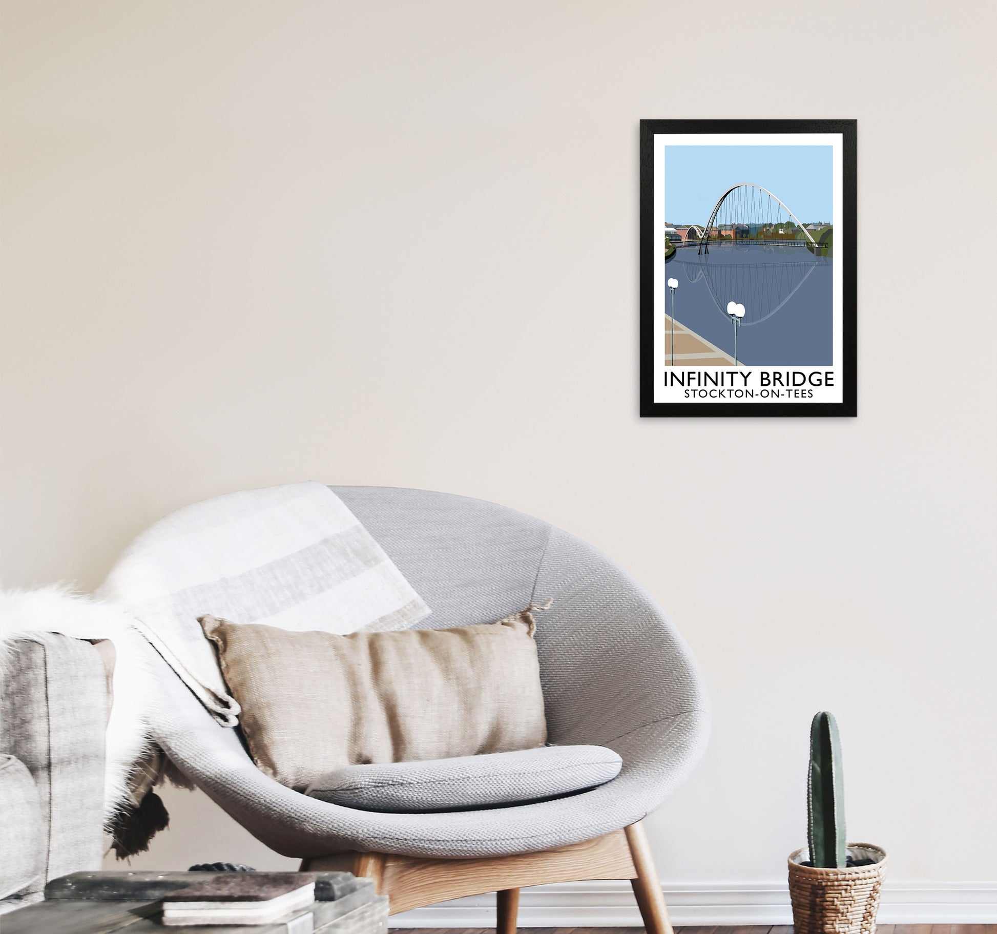 Infinity Bridge Stockton-On-Tees Art Print by Richard O'Neill A3 White Frame