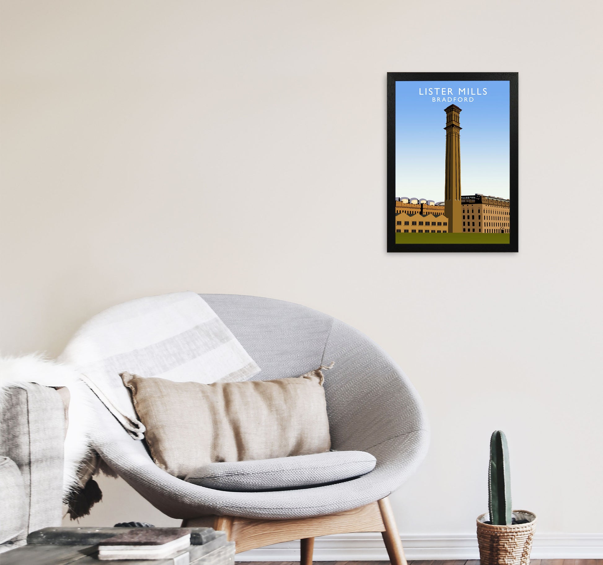 Lister Mills Bradford Art Print by Richard O'Neill A3 White Frame