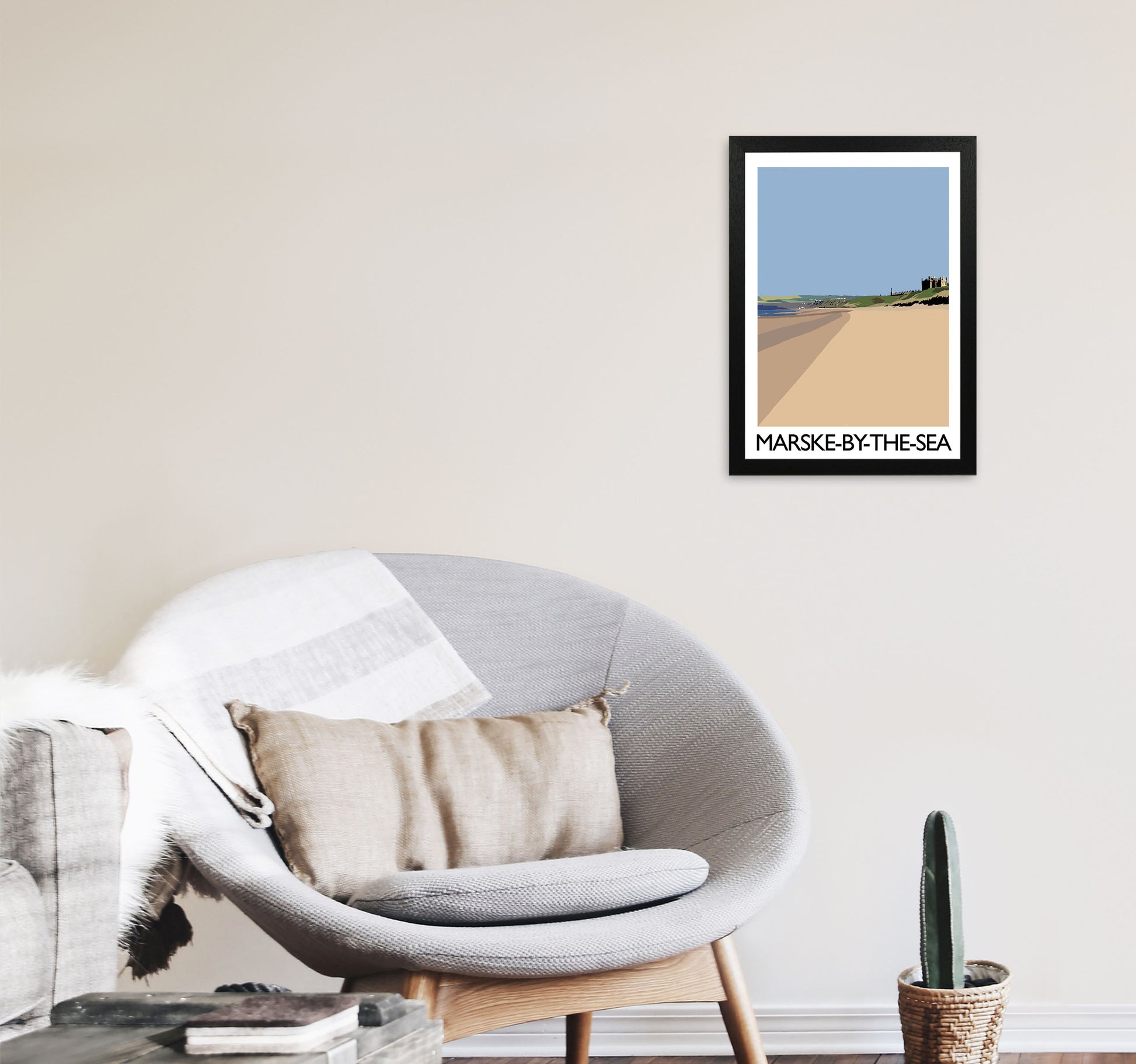 Marske-By-the-Sea Art Print by Richard O'Neill A3 White Frame