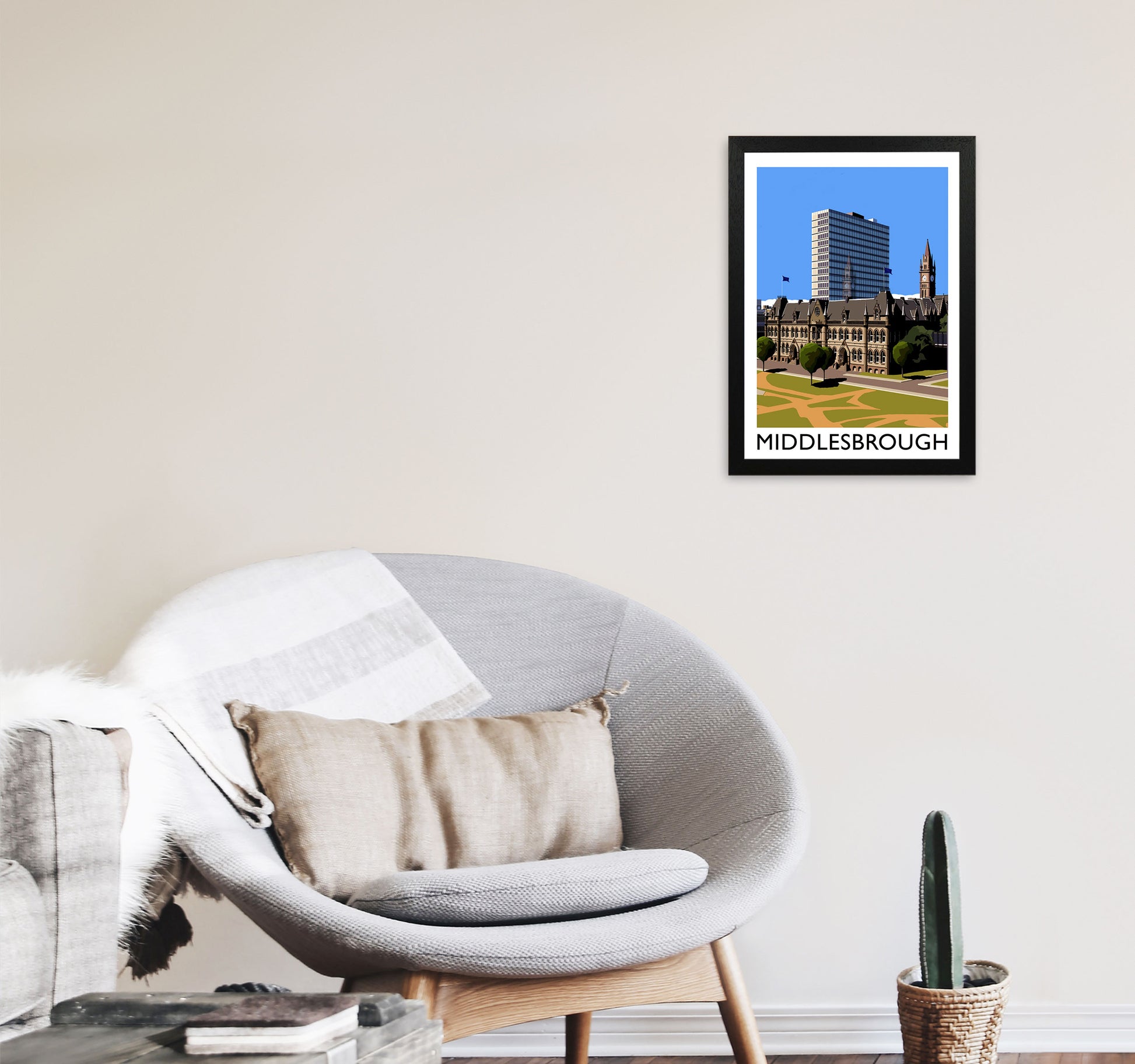 Middlesbrough Art Print by Richard O'Neill A3 White Frame