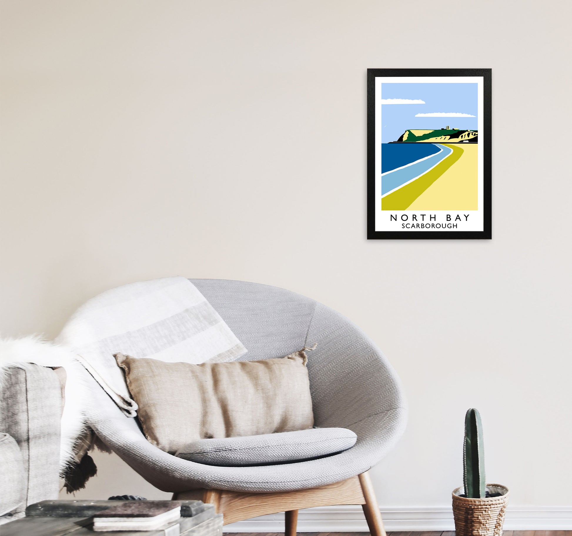 North Bay Scarborough Art Print by Richard O'Neill A3 White Frame