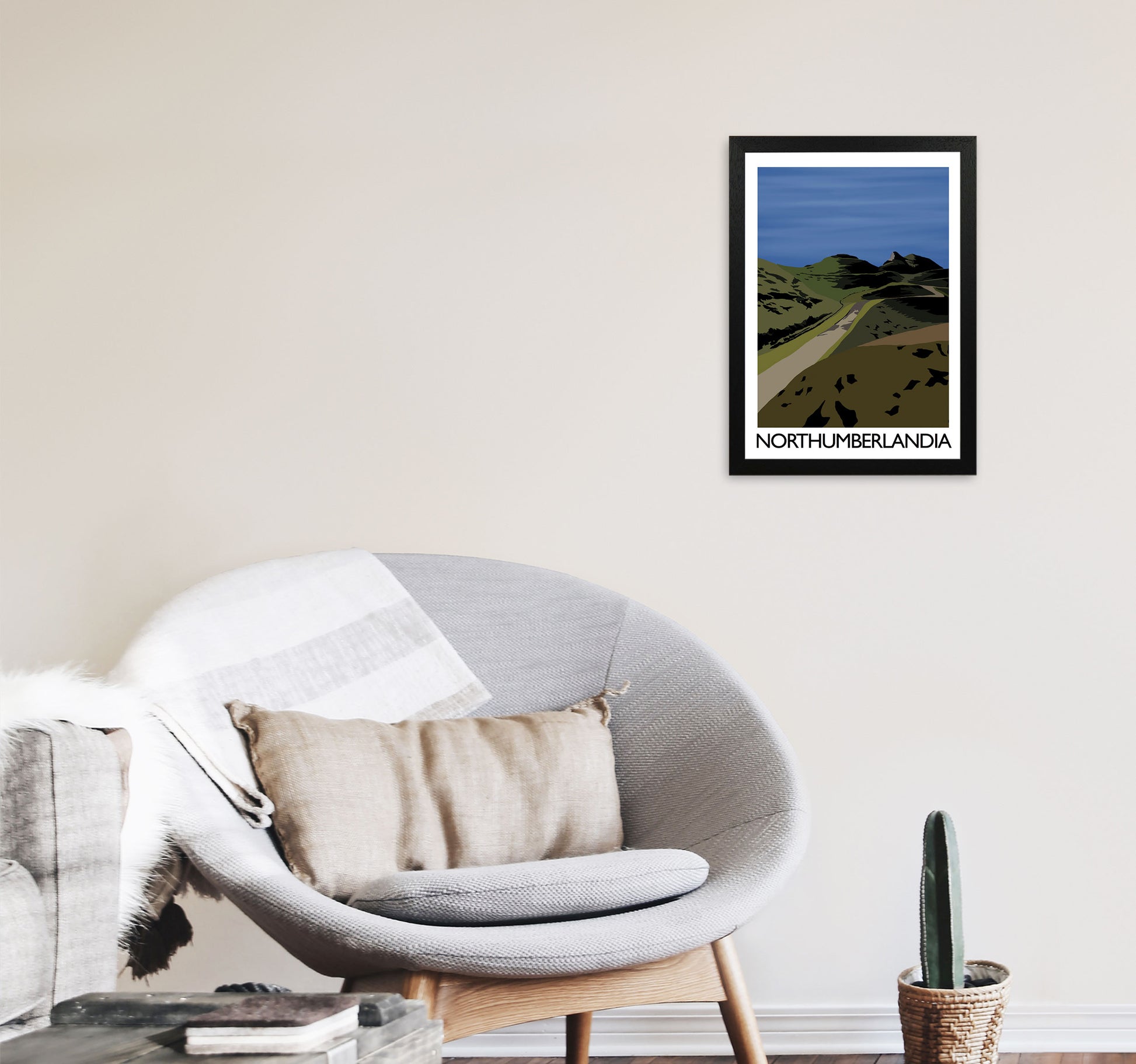 Northumberlandia Art Print by Richard O'Neill A3 White Frame