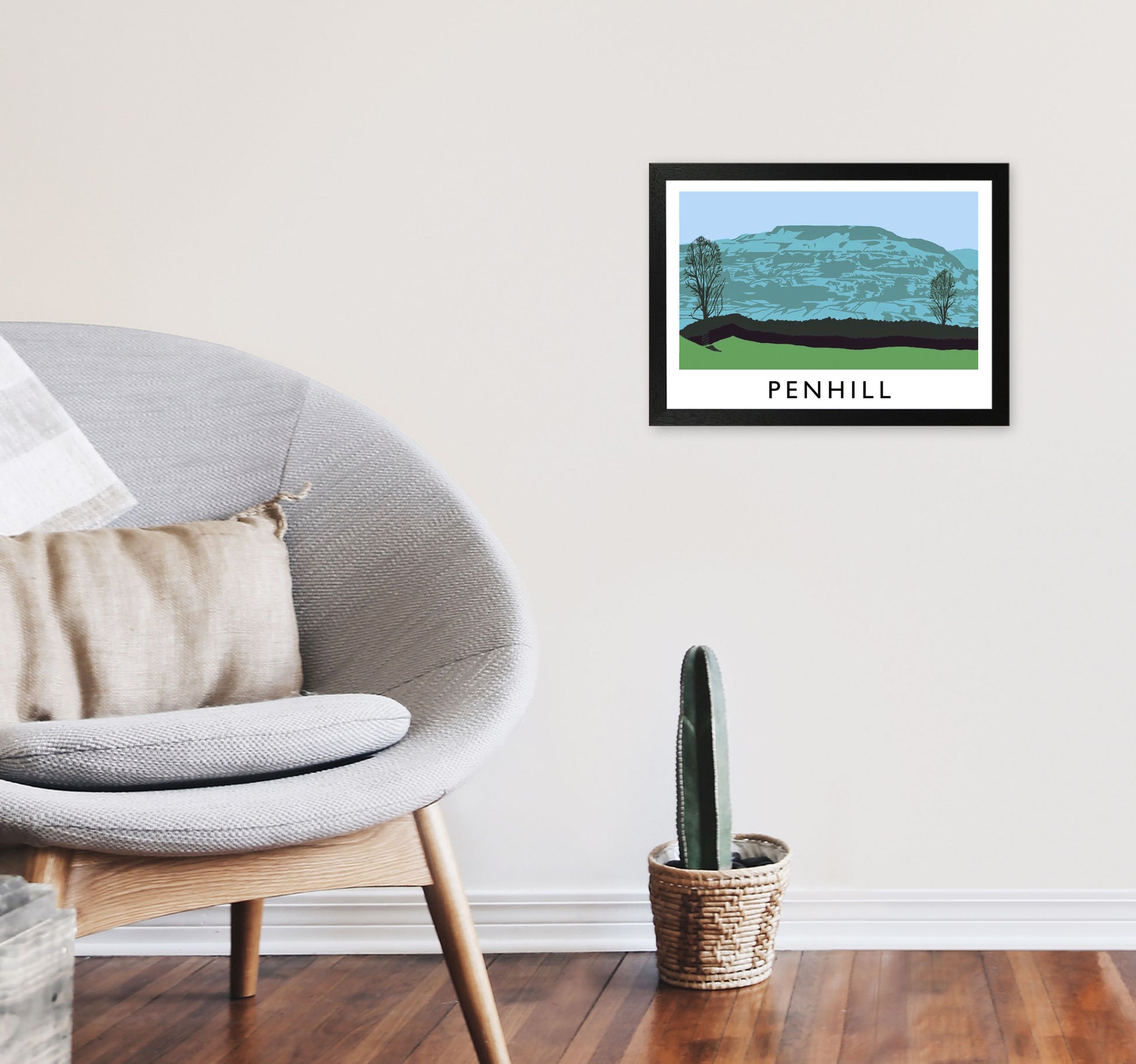 Penhill Art Print by Richard O'Neill A3 White Frame