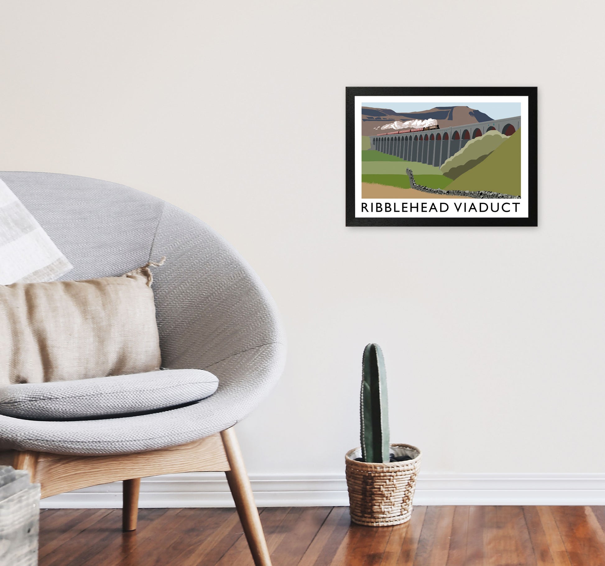 Ribblehead Viaduct Art Print by Richard O'Neill A3 White Frame