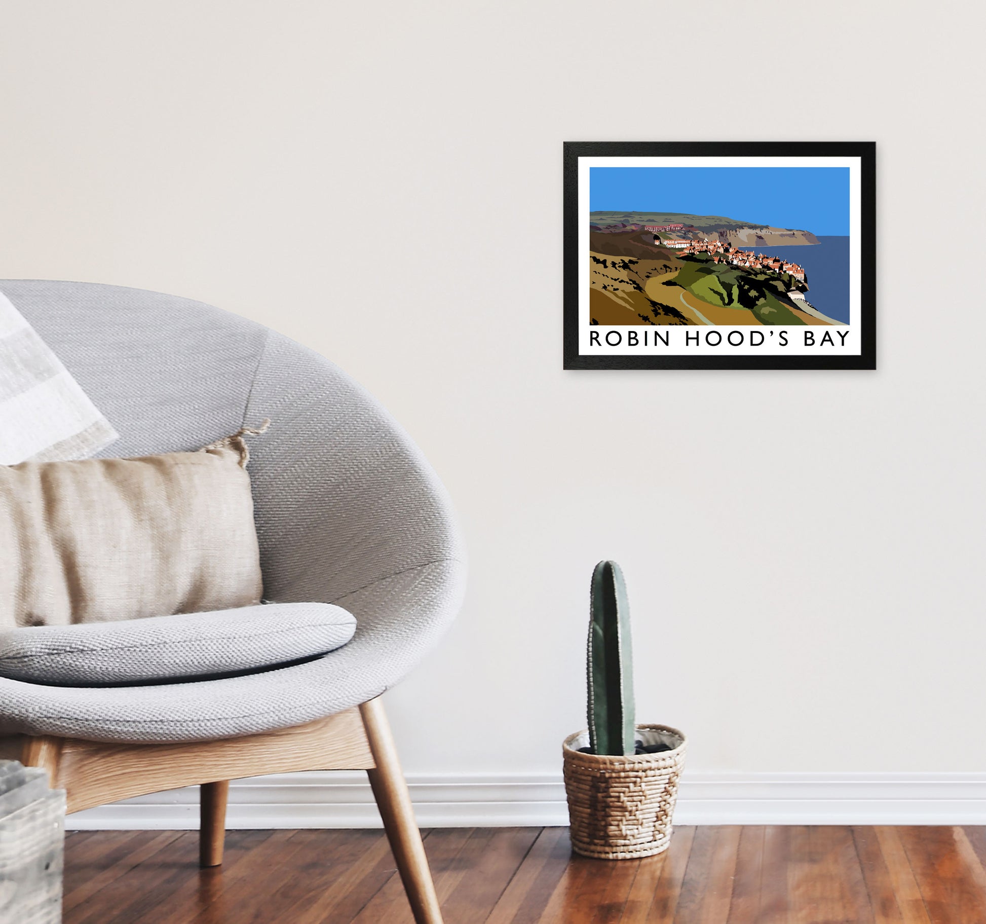 Robin Hood's Bay Art Print by Richard O'Neill A3 White Frame