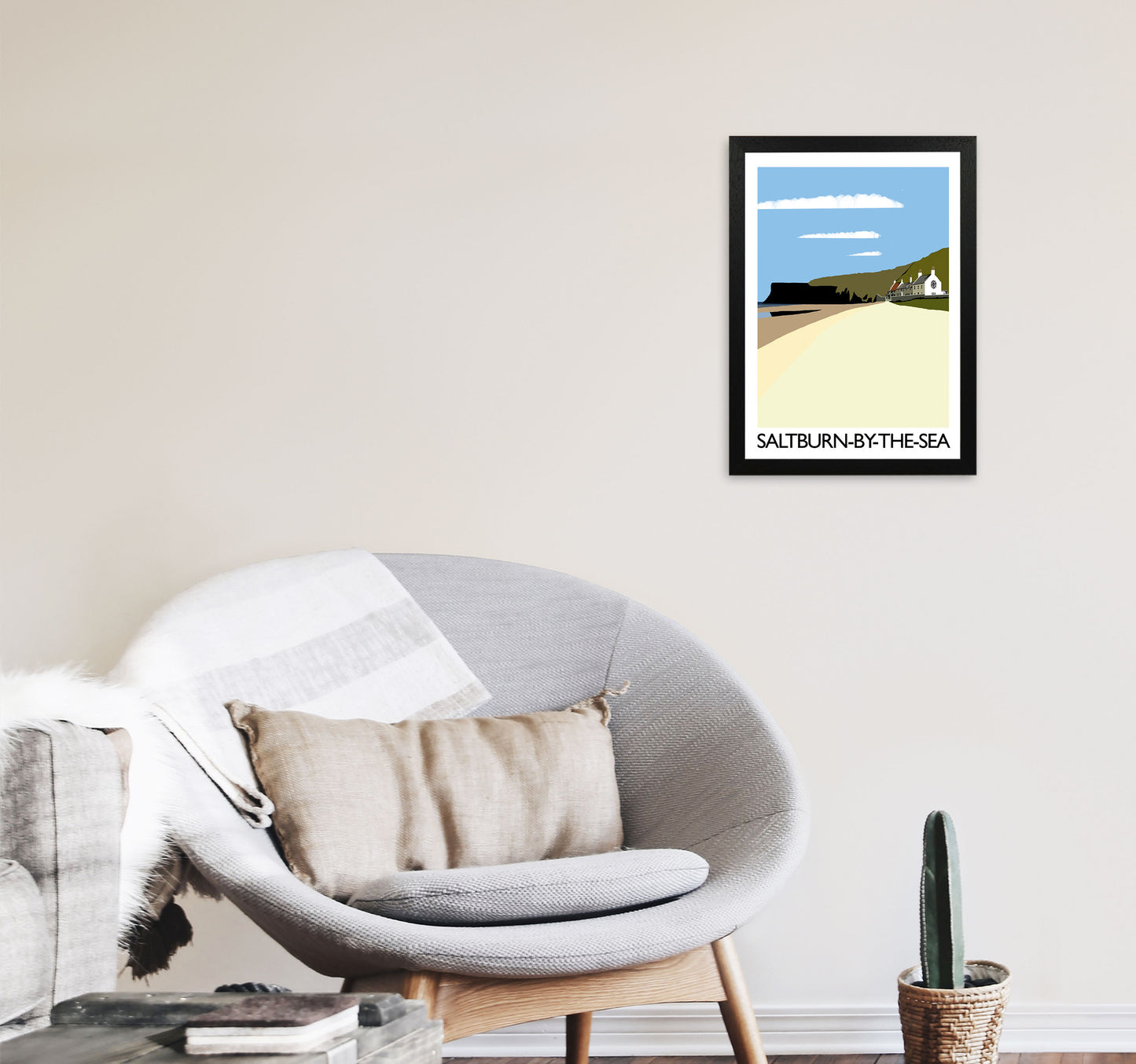 Saltburn-By-The-Sea Art Print by Richard O'Neill A3 White Frame