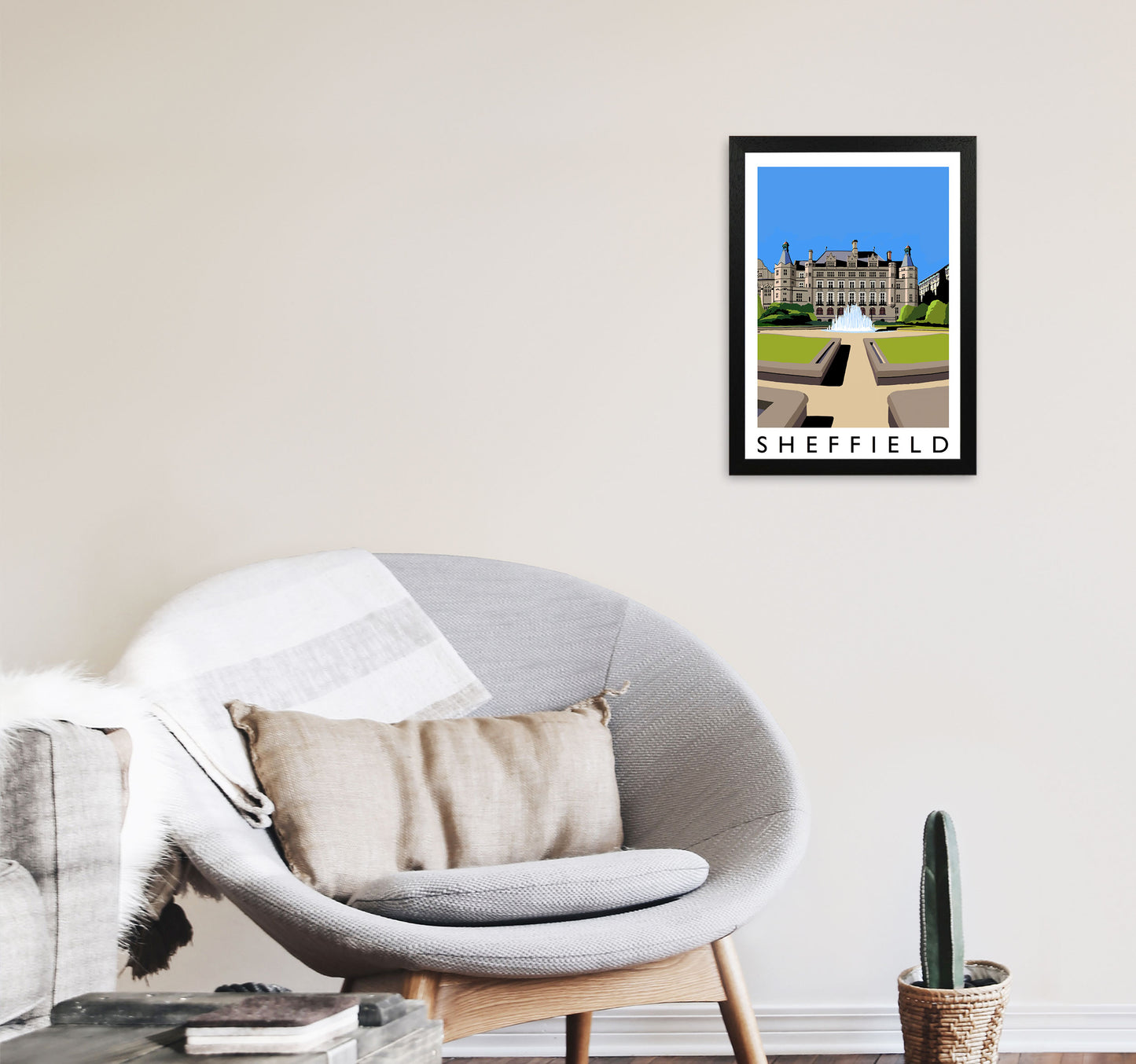 Sheffield Art Print by Richard O'Neill A3 White Frame