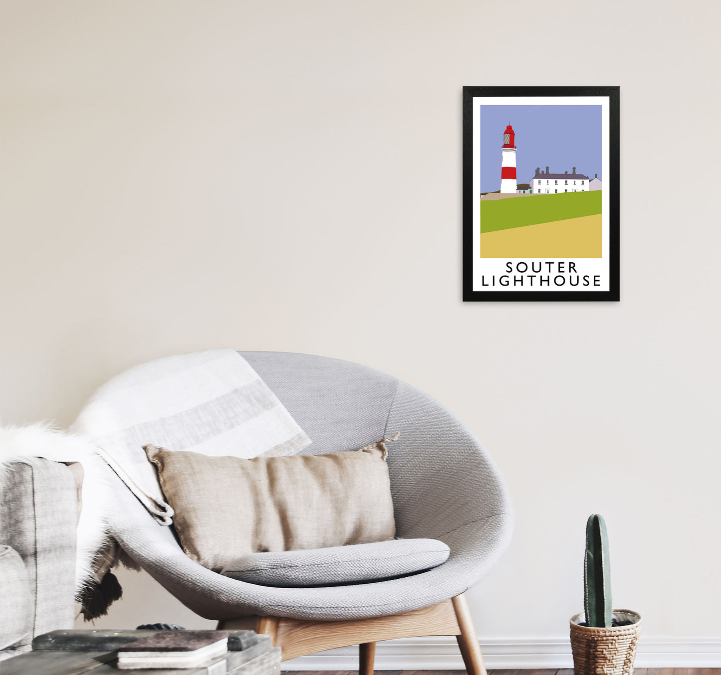 Souter Lighthouse Framed Digital Art Print by Richard O'Neill A3 White Frame