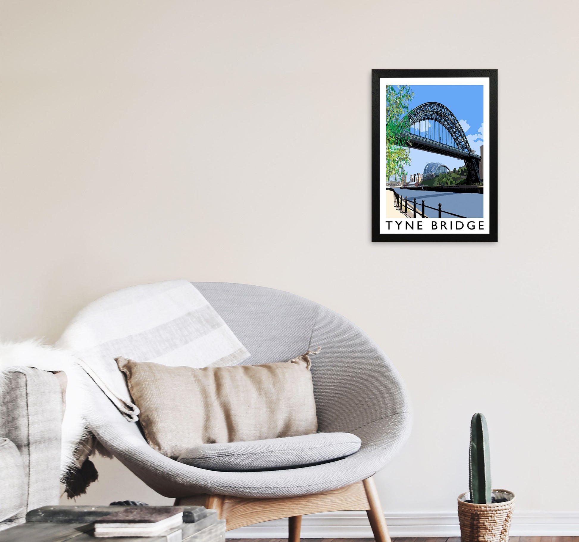 Tyne Bridge Art Print by Richard O'Neill A3 White Frame