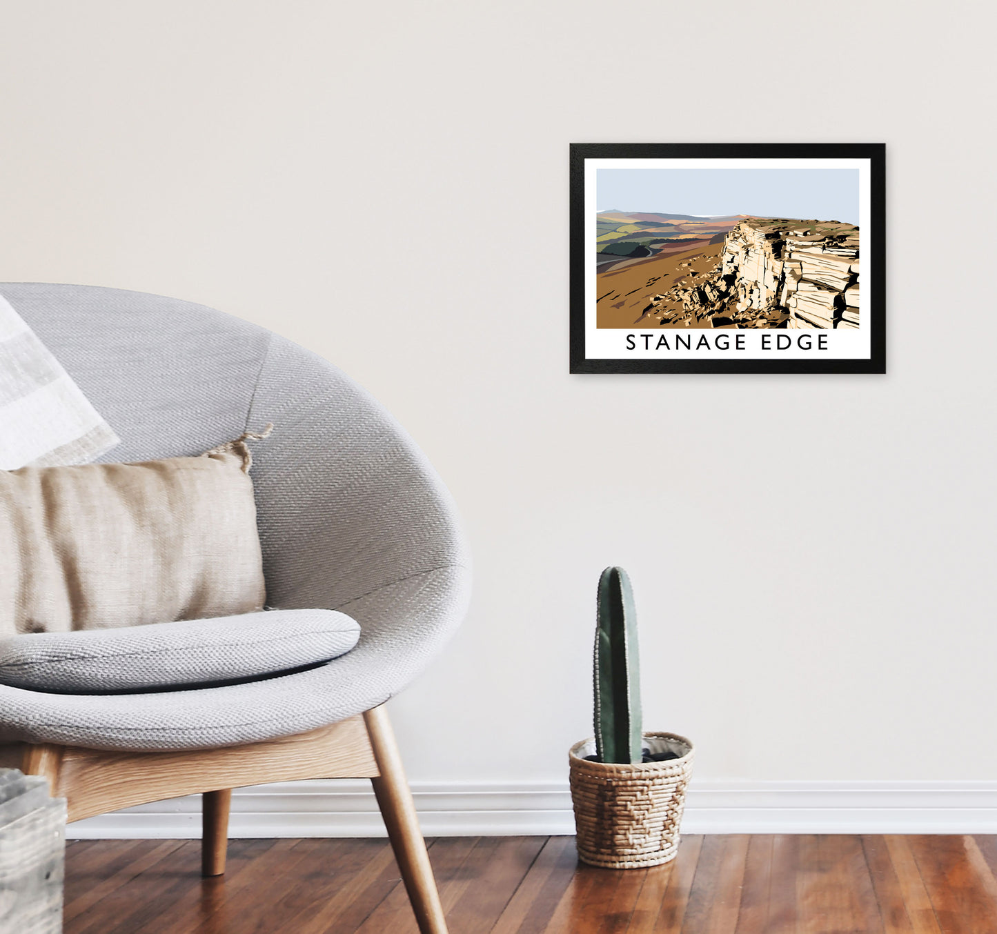 Stanage Edge by Richard O'Neill A3 White Frame