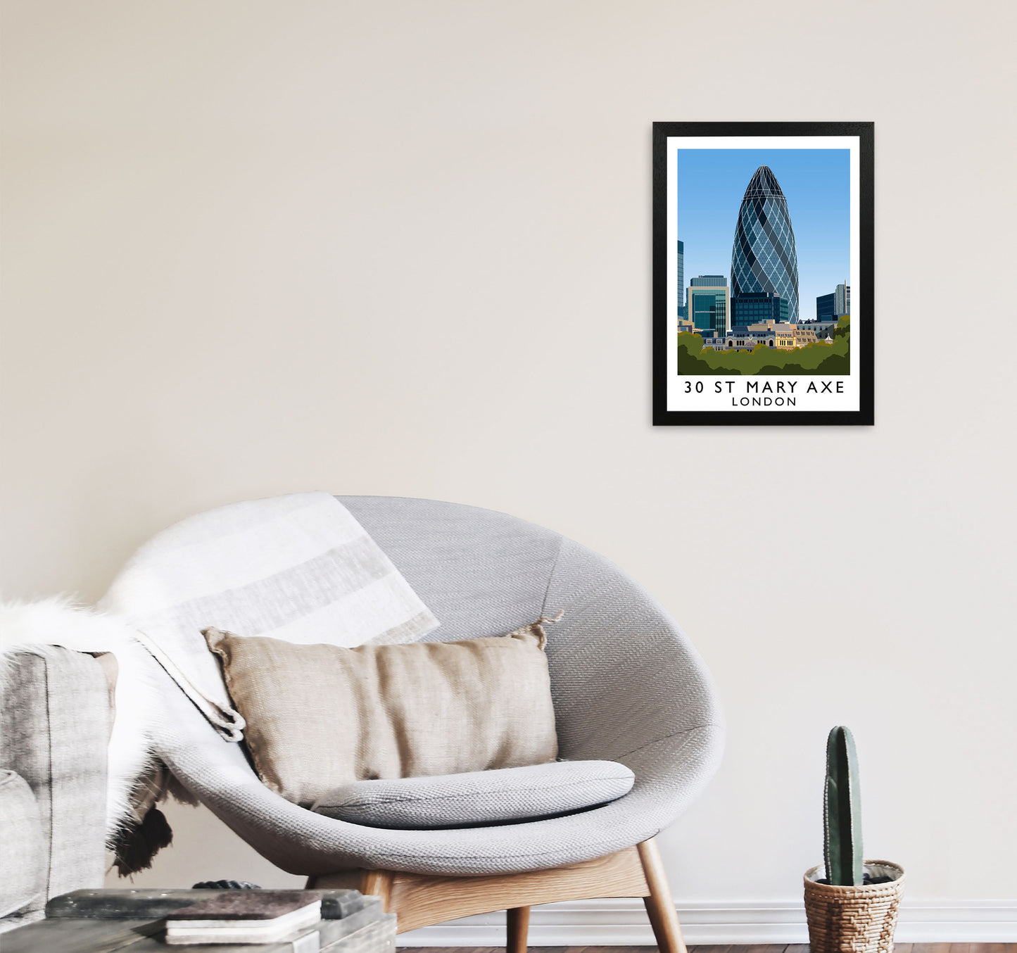 30 St Mary Axe London Travel Art Print by Richard O'Neill A3 White Frame