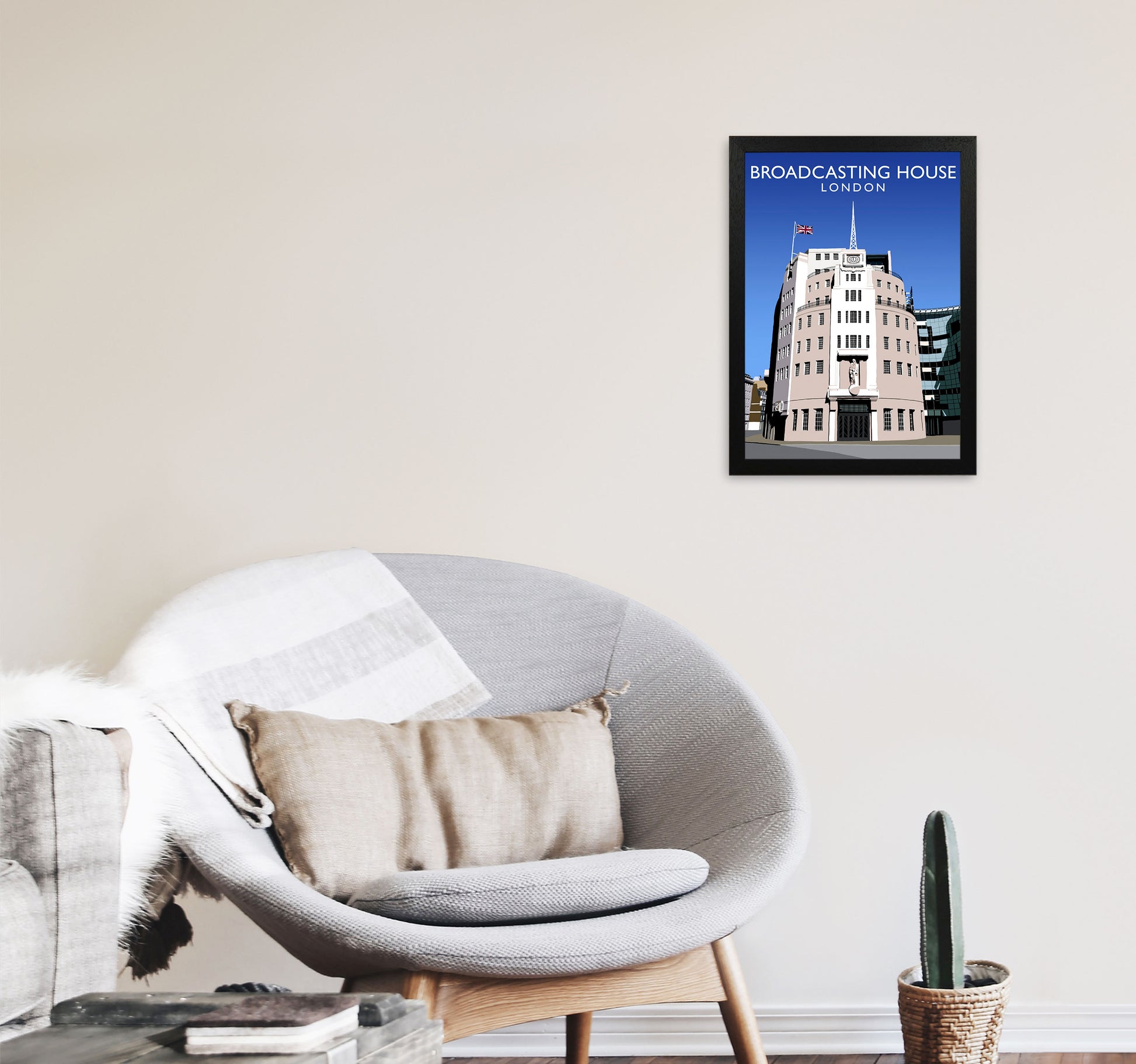 Broadcasting House by Richard O'Neill A3 White Frame