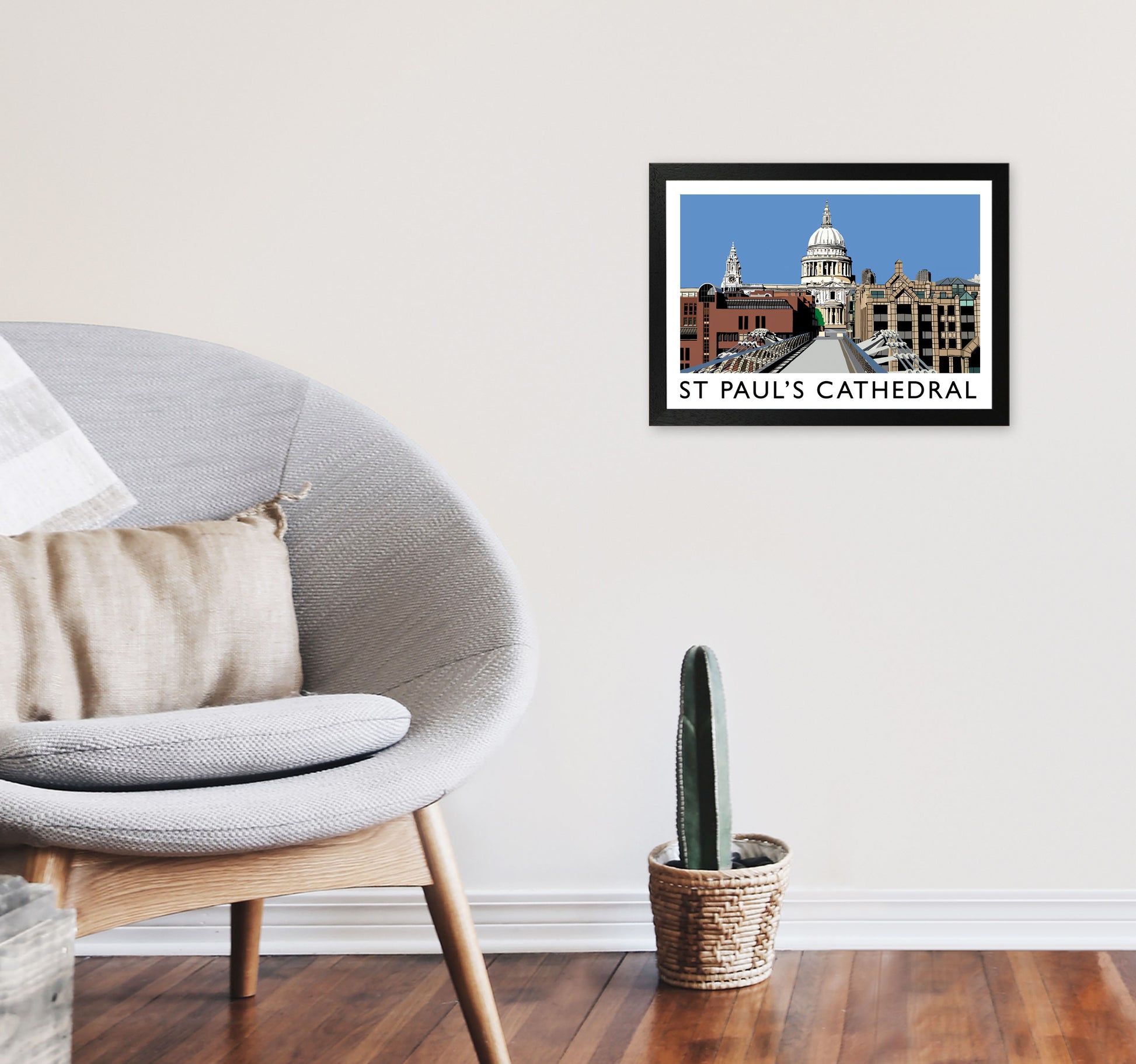 St Pauls Cathedral (Landscape) by Richard O'Neill A3 White Frame