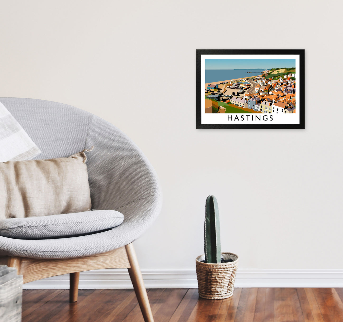 Hastings Framed Digital Art Print by Richard O'Neill A3 White Frame