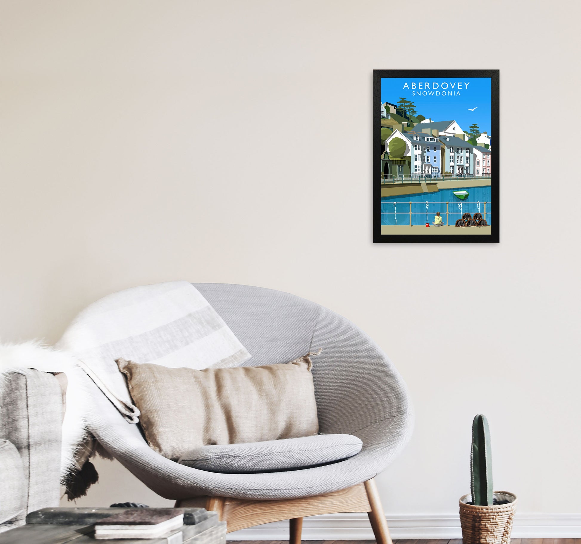 Aberdovey Snowdonia Art Print by Richard O'Neill A3 White Frame