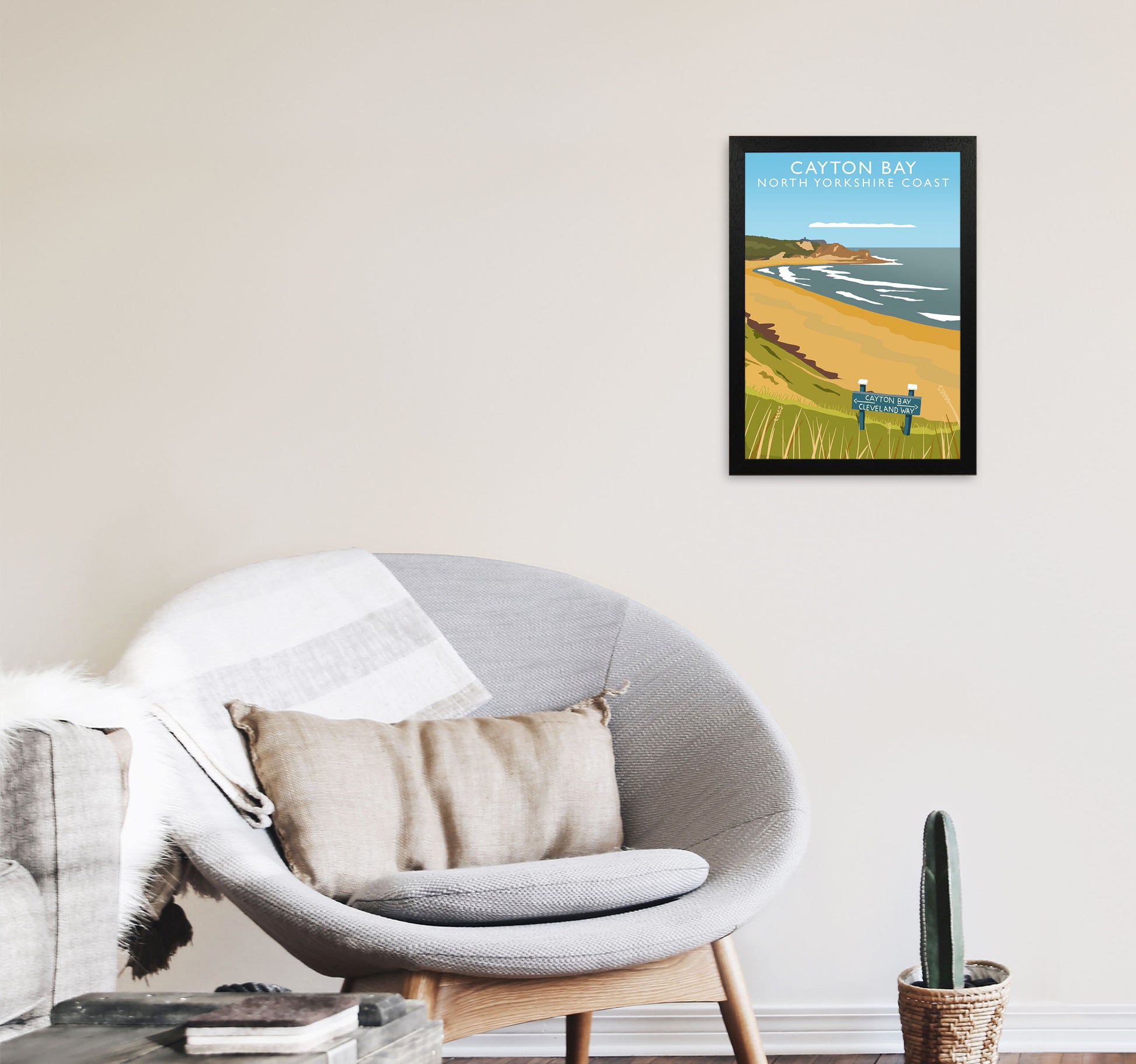 Cayton Bay North Yorkshire Coast Portrait Framed Digital Art Print by Richard O'Neill A3 White Frame