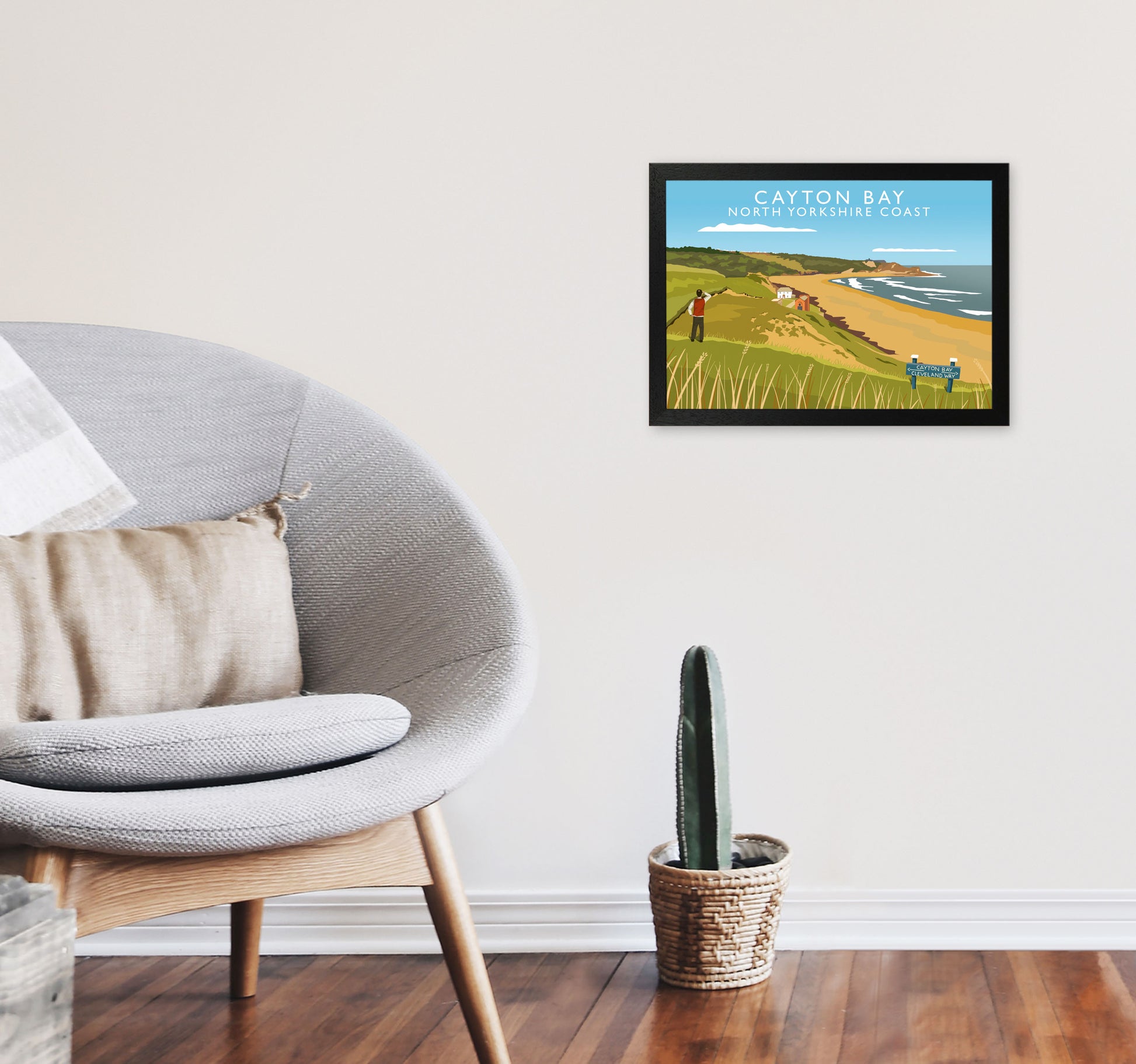 Cayton Bay North Yorkshire Coast Framed Digital Art Print by Richard O'Neill A3 White Frame