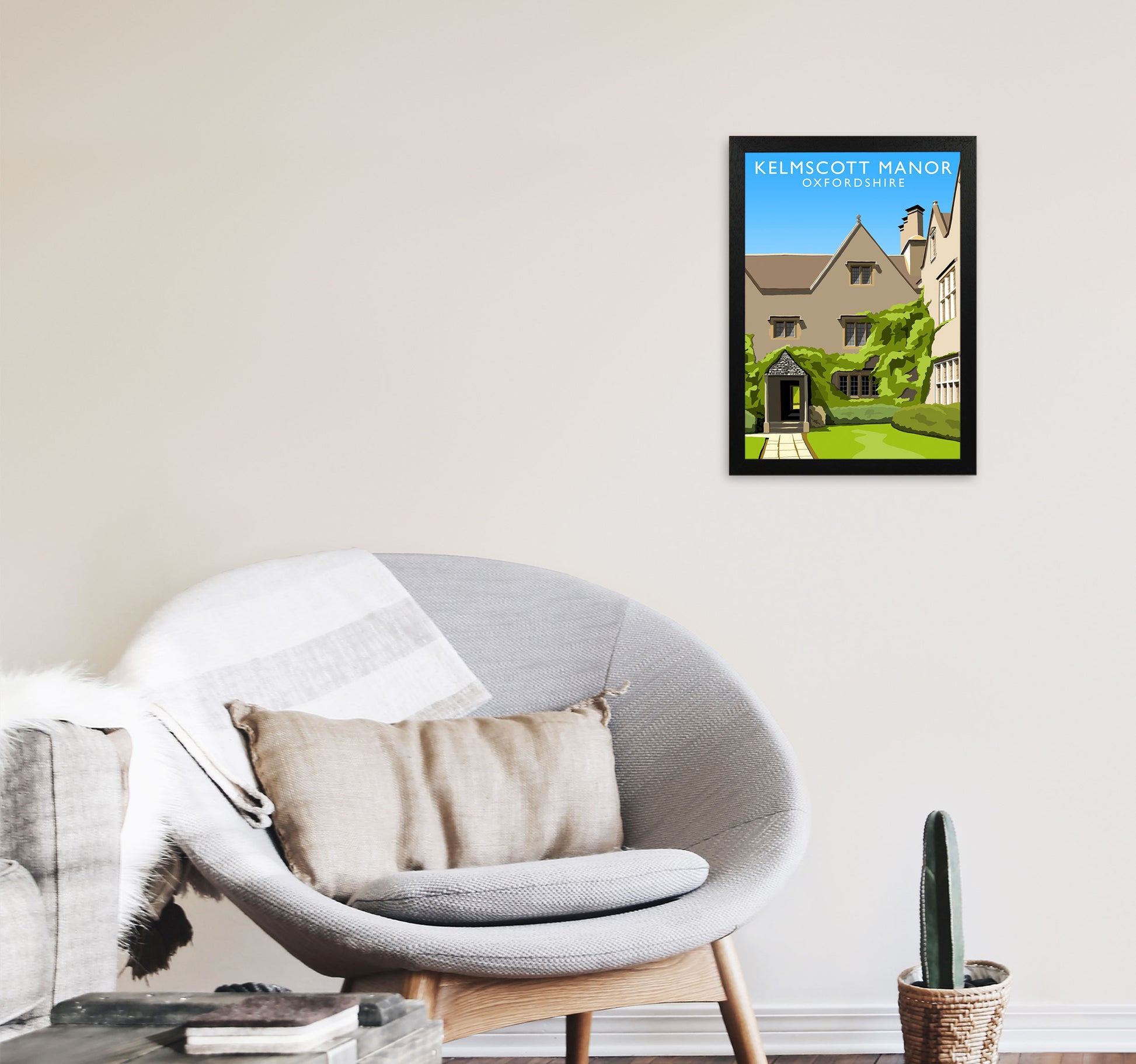 Kelmscott Manor (Portrait) by Richard O'Neill A3 White Frame