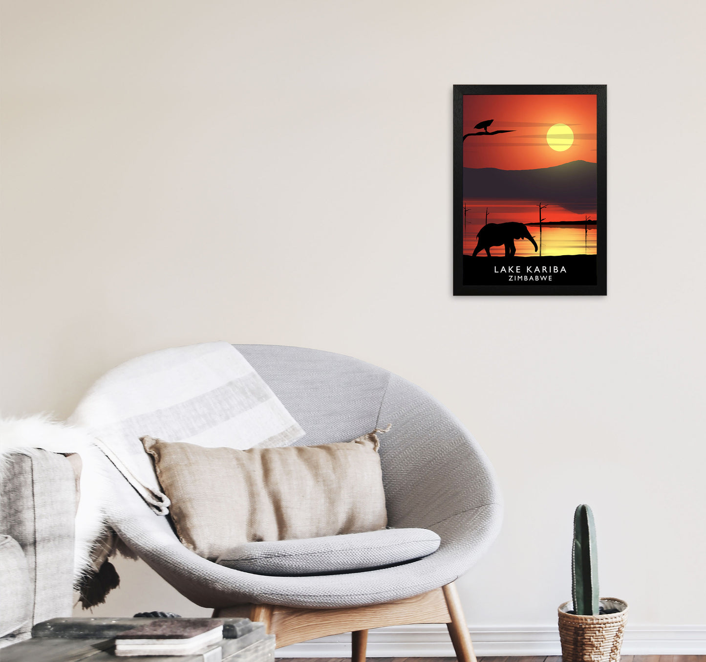 Lake Kariba (Portrait) by Richard O'Neill A3 White Frame