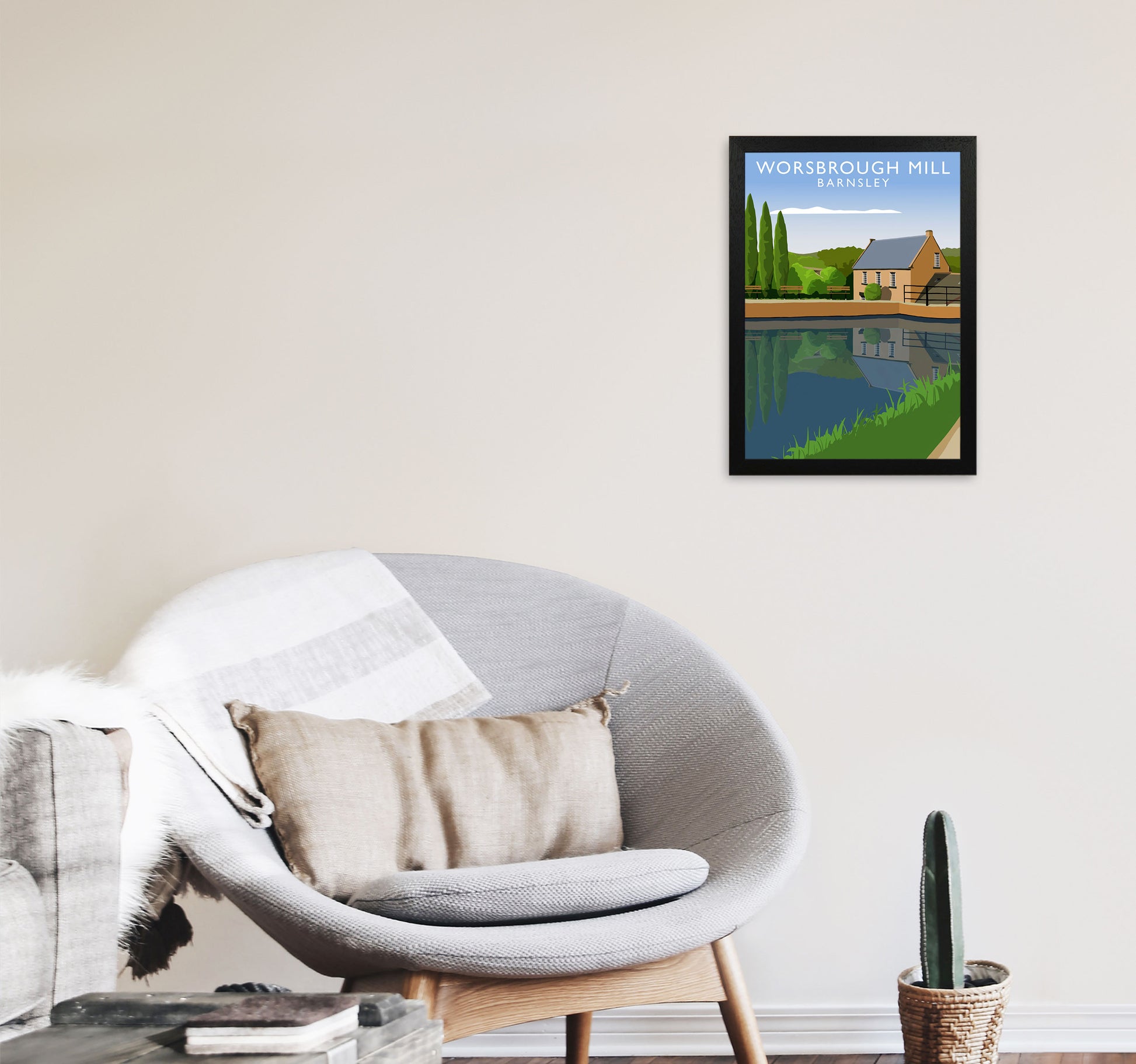 Worsbrough Mill (Portrait) by Richard O'Neill Yorkshire Art Print A3 White Frame