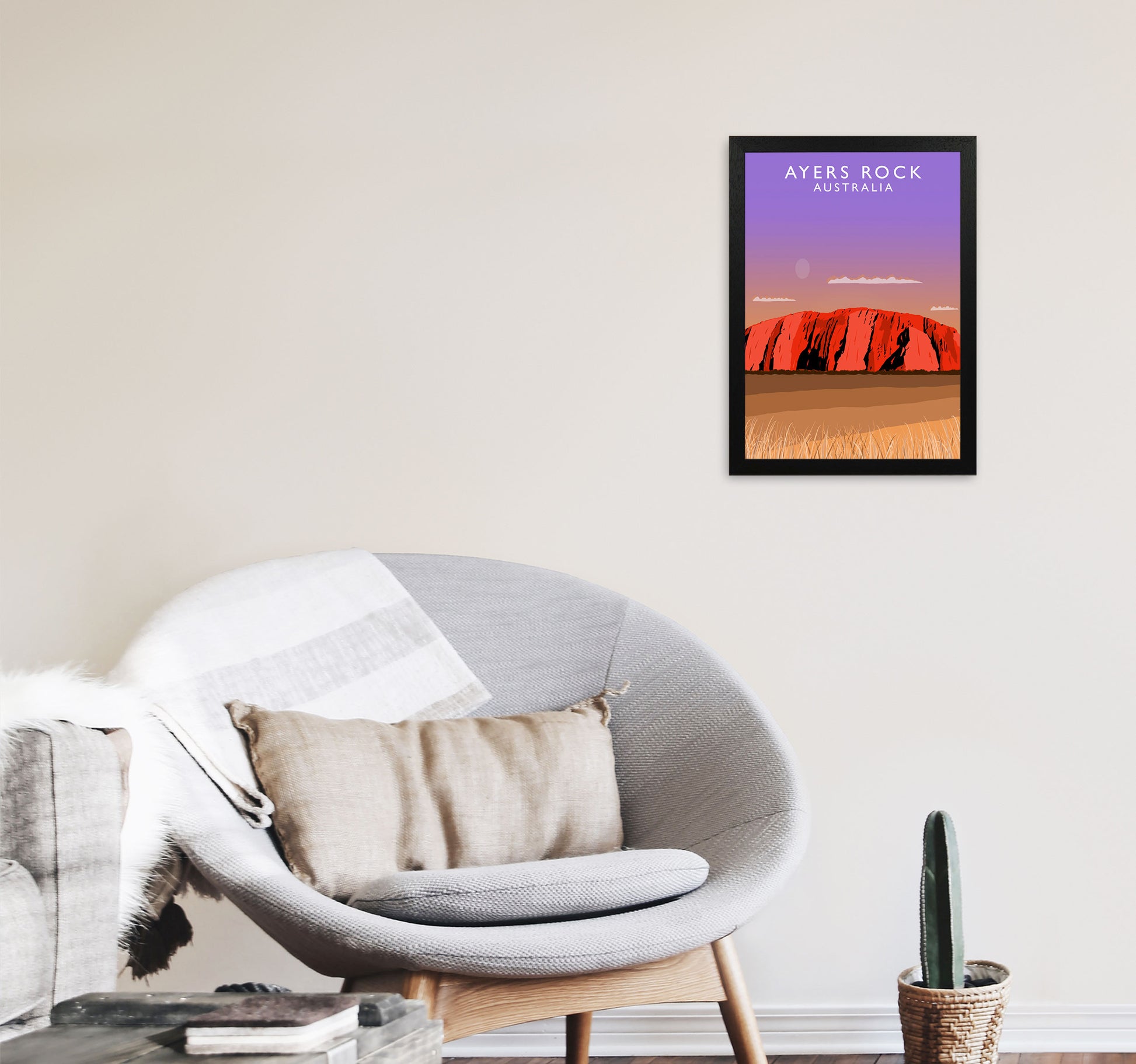 Ayers Rock Australia Art Print by Richard O'Neill A3 White Frame