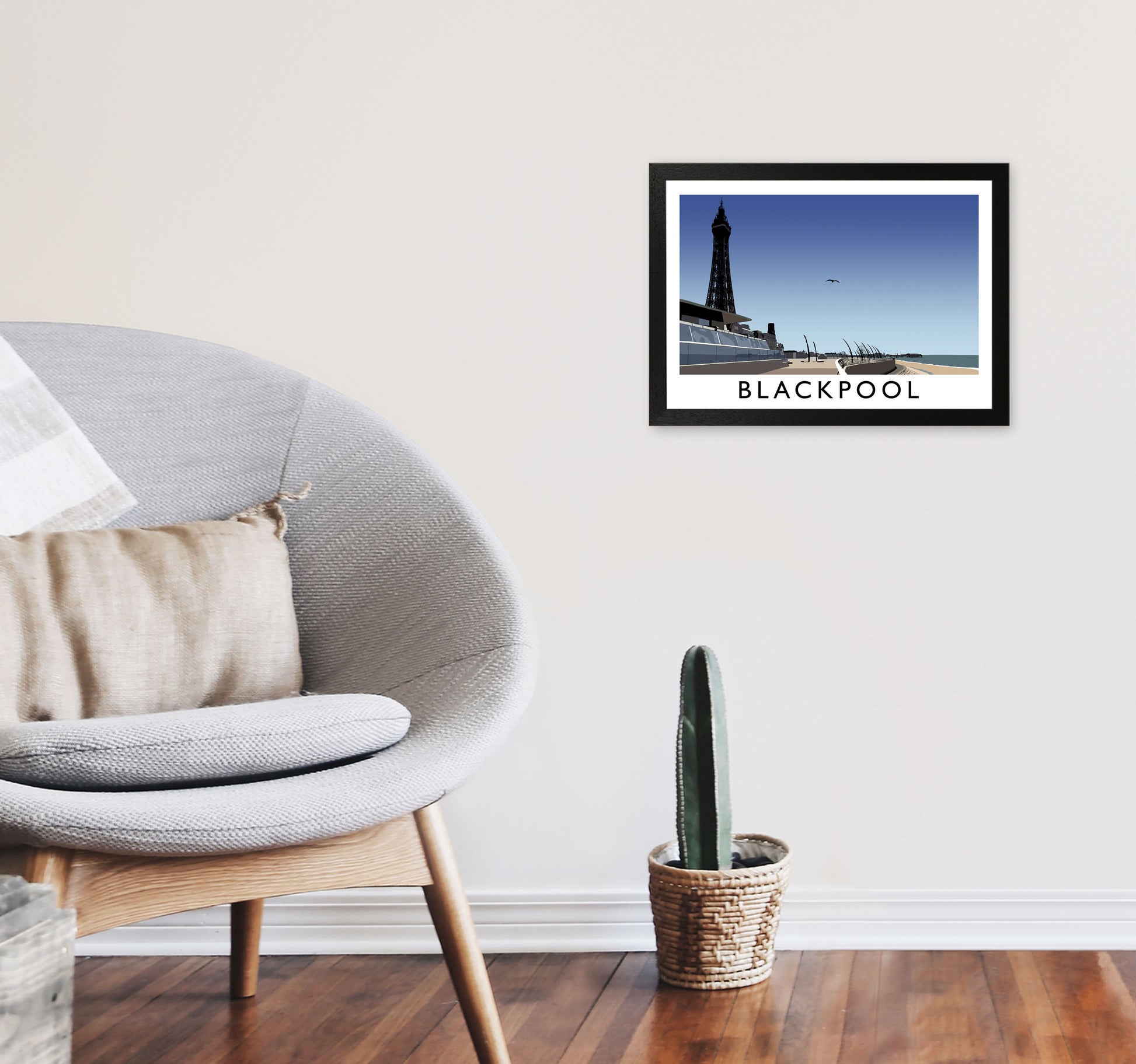 Blackpool Art Print by Richard O'Neill A3 White Frame