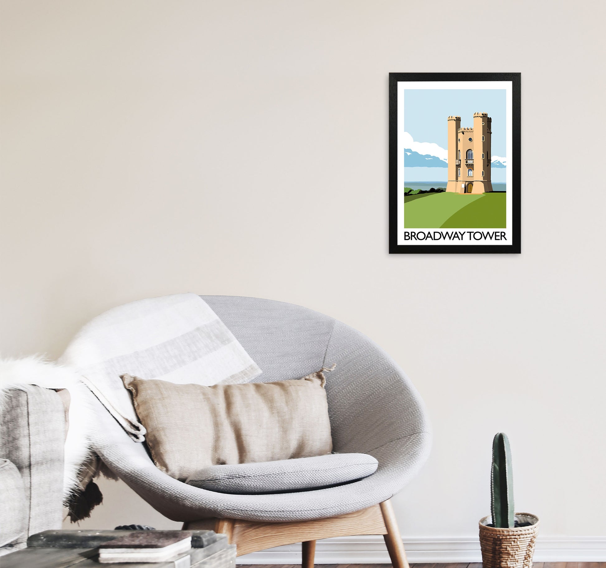 Broadway Tower Portrait Art Print by Richard O'Neill A3 White Frame