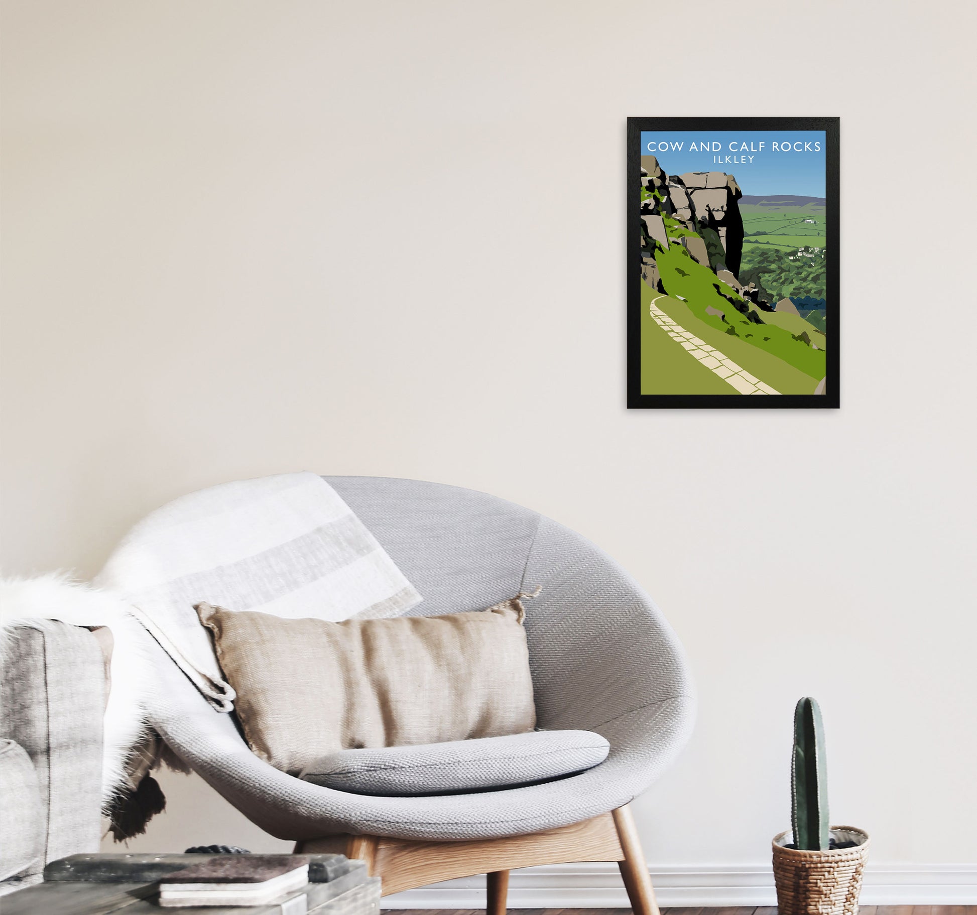 Cow And Calf Rocks Portrait by Richard O'Neill A3 White Frame