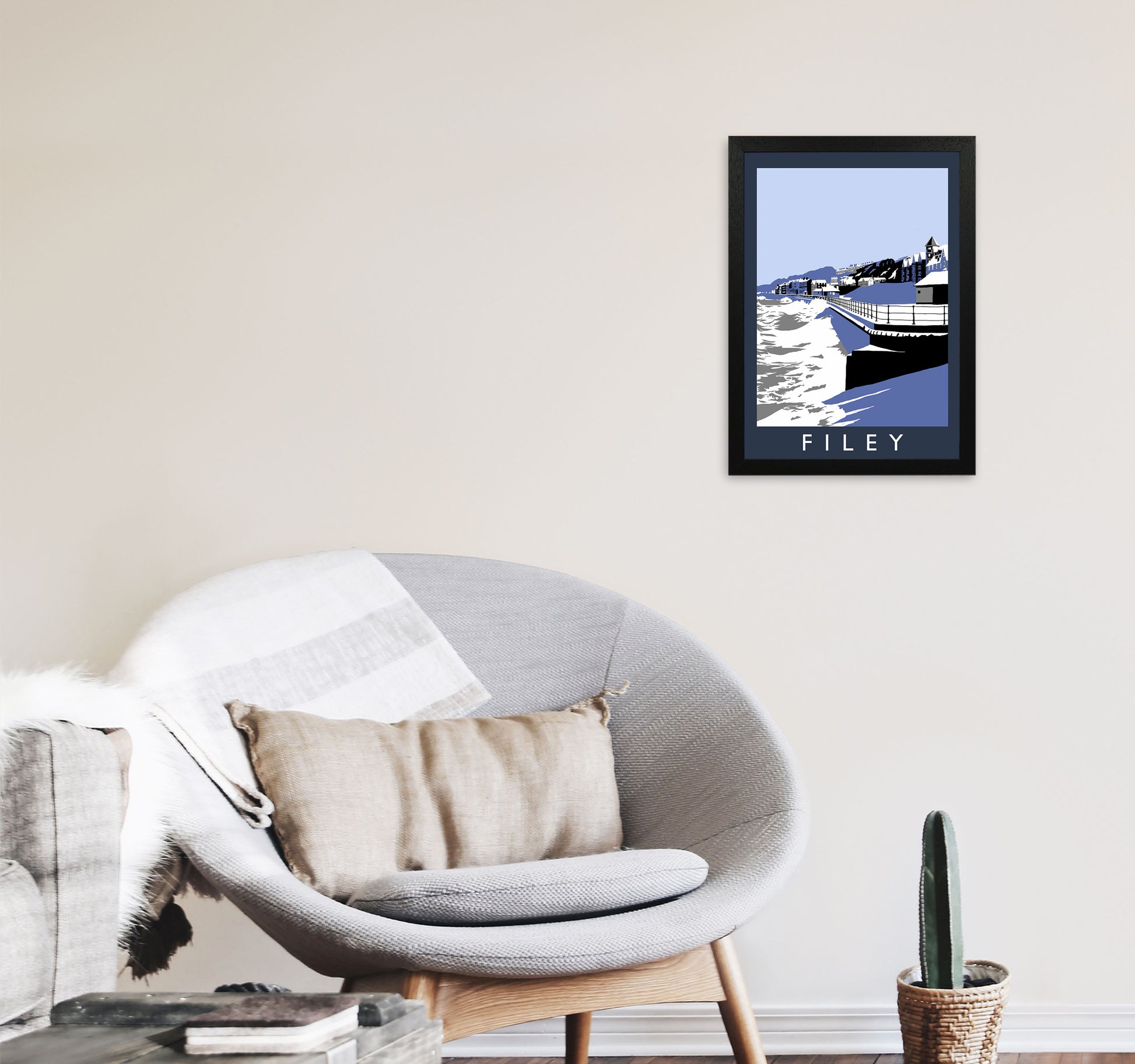 Filey Art Print by Richard O'Neill A3 White Frame