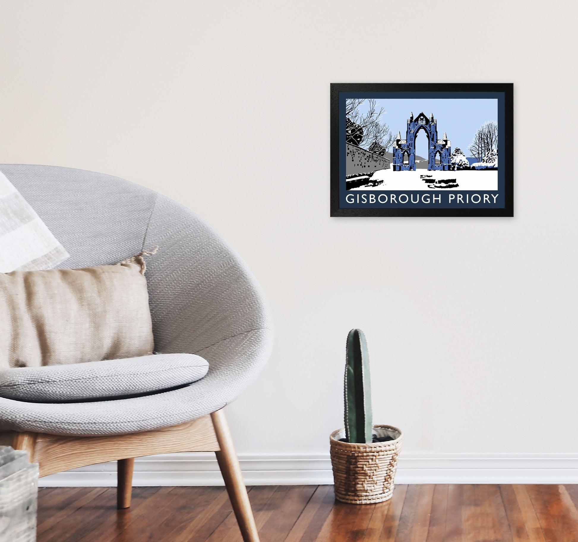 Gisborough Priory In Snow by Richard O'Neill A3 White Frame