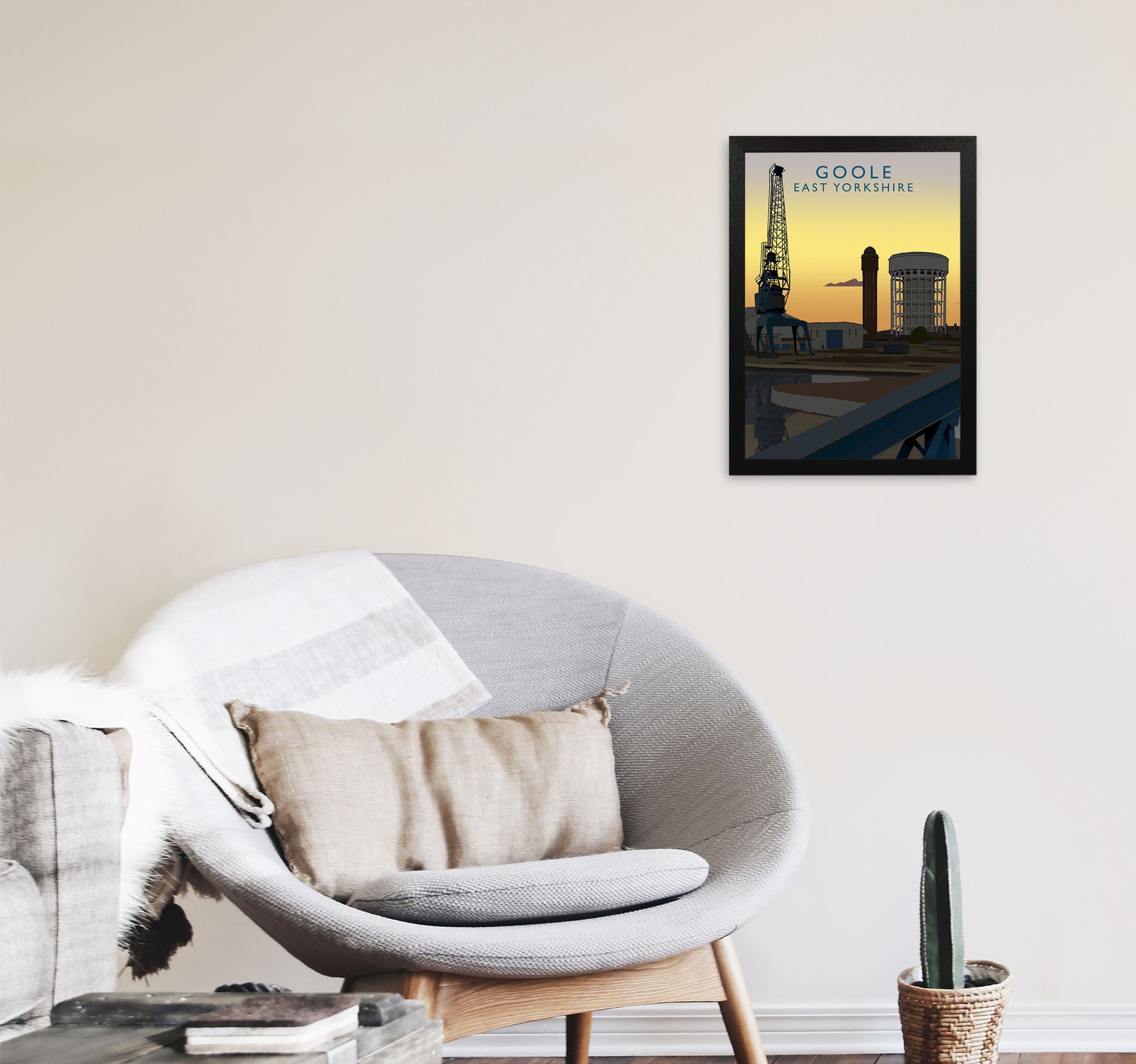 Goole Night Portrait by Richard O'Neill A3 White Frame