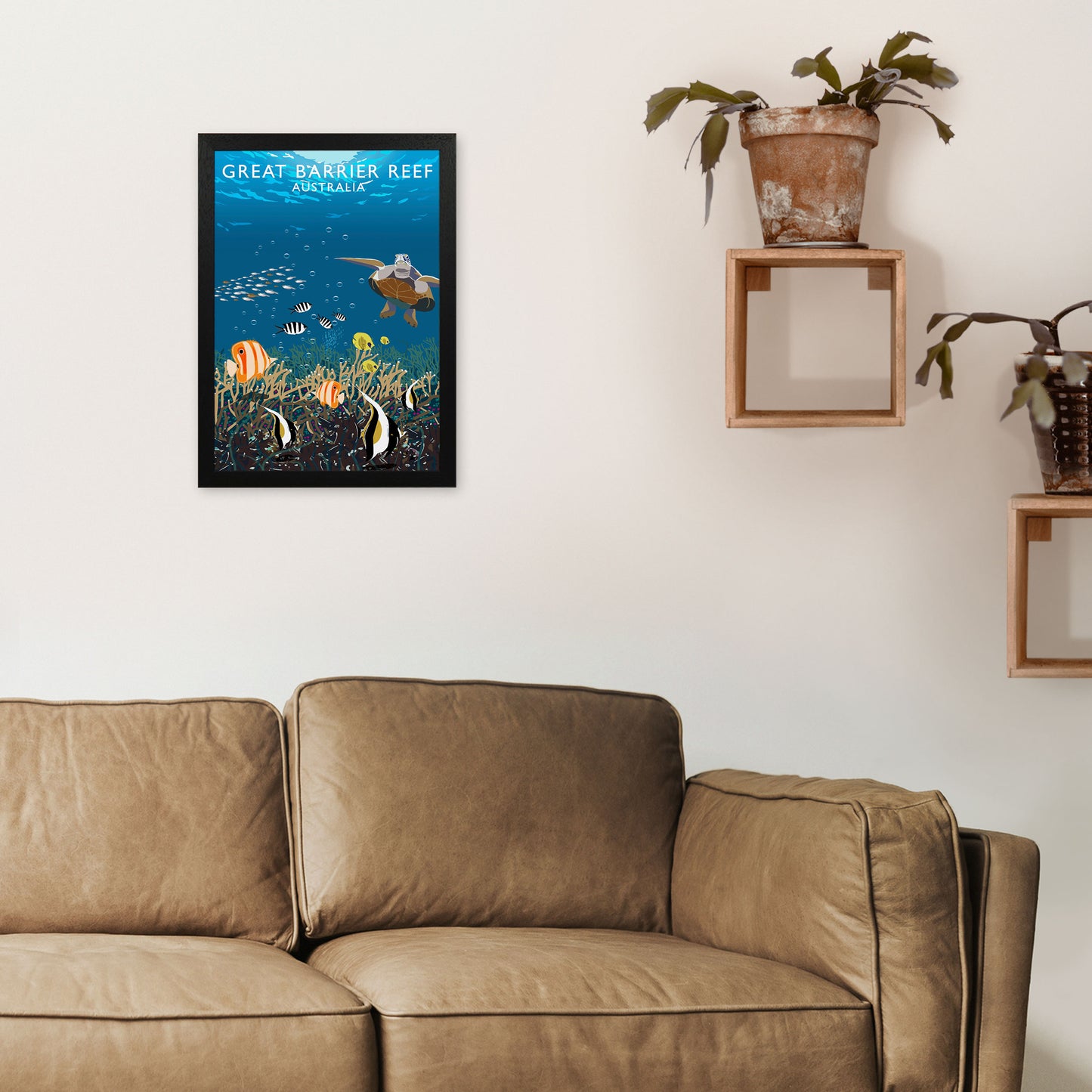 Great Barrier Reef Australia Art Print by Richard O'Neill A3 White Frame