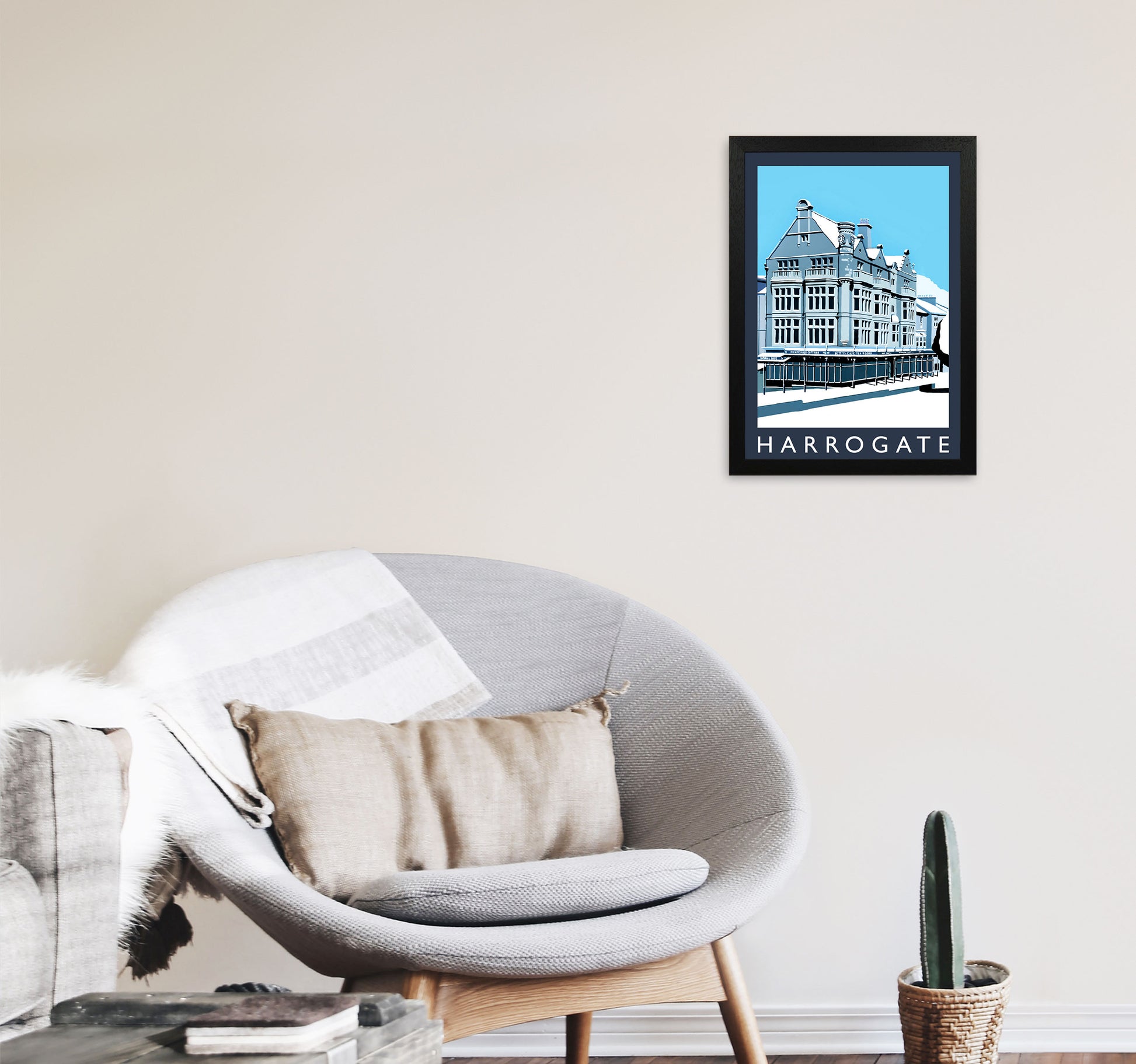 Harrogate Travel Art Print by Richard O'Neill, Framed Wall Art A3 White Frame