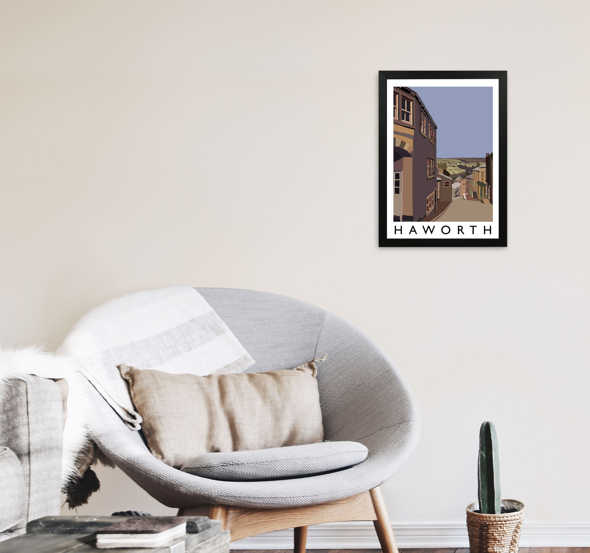 Haworth Travel Art Print by Richard O'Neill, Framed Wall Art A3 White Frame