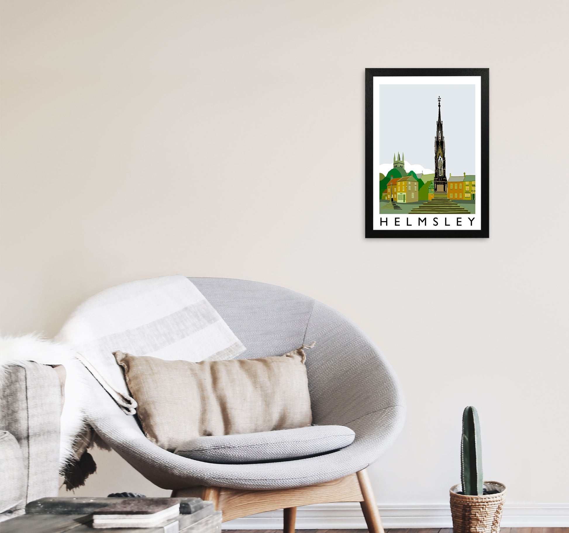 Helmsley Travel Art Print by Richard O'Neill, Framed Wall Art A3 White Frame