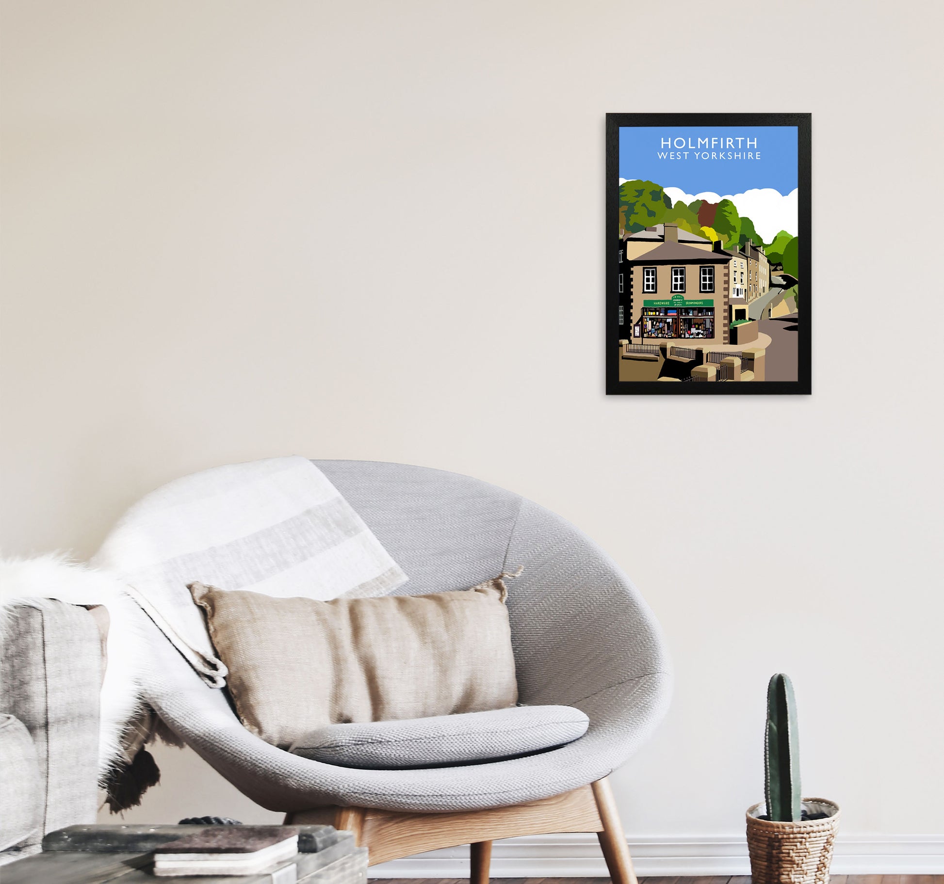 Holmfirth West Yorkshire Travel Art Print by Richard O'Neill A3 White Frame